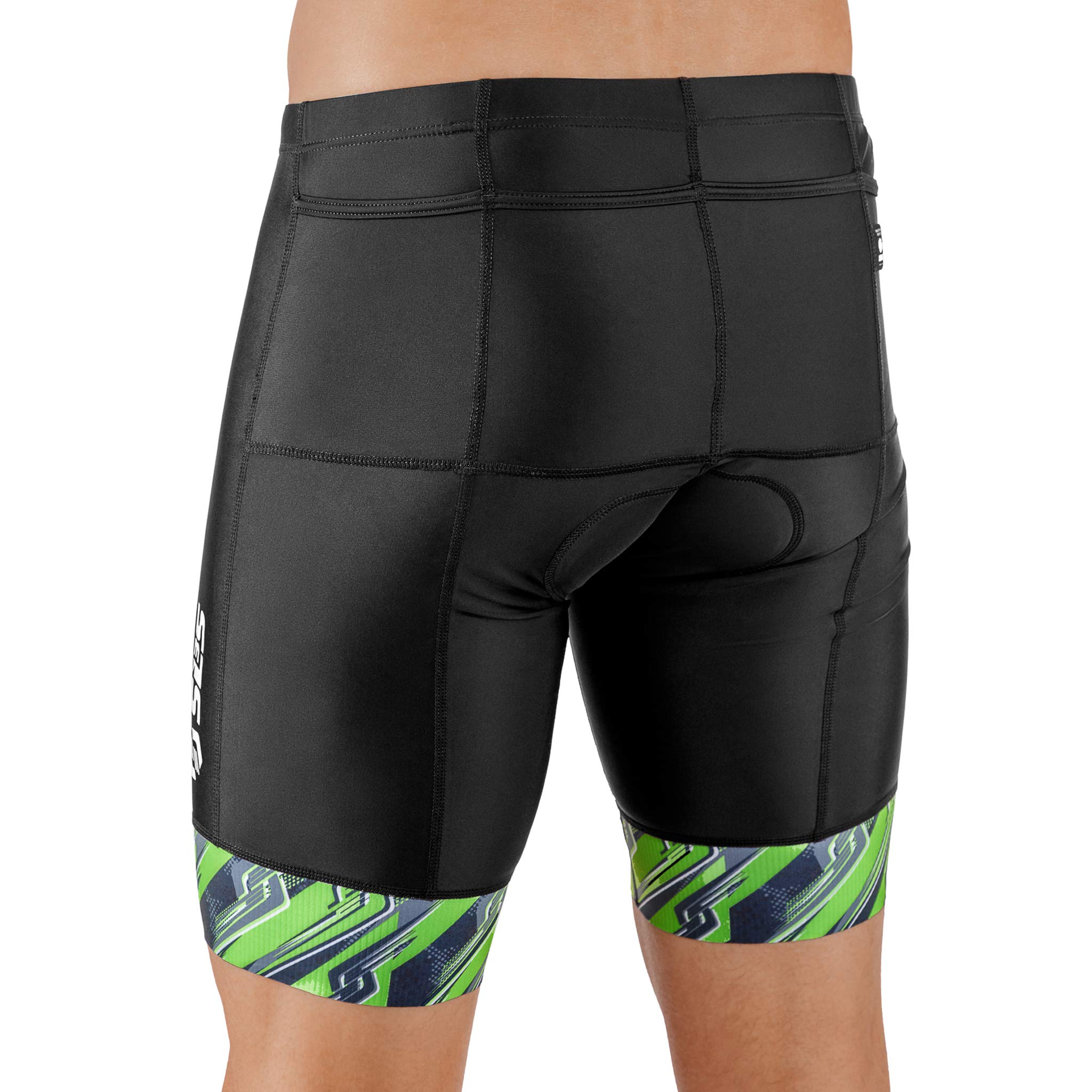 **Men's Triathlon Shorts - Padded Swim Bike Run Shorts for Duathlon & Triathlon with Convenient Pocket - Ideal for Training & Racing**