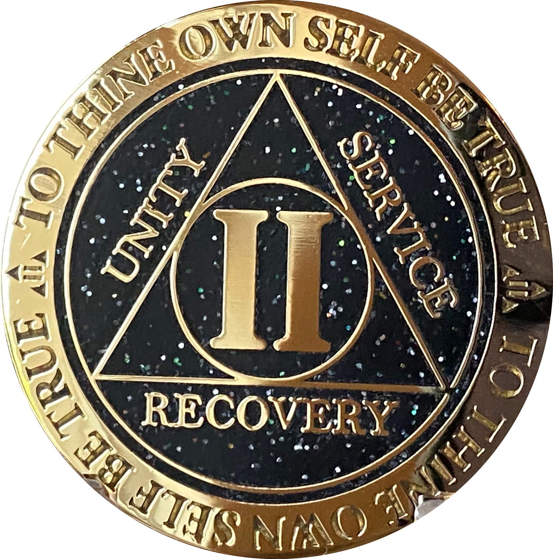 2 Year AA Medallion Reflex Black Glitter Gold Plated Color Chip II - Perfect for Jewelry Making, Gift Giving, and Fashion Accessories