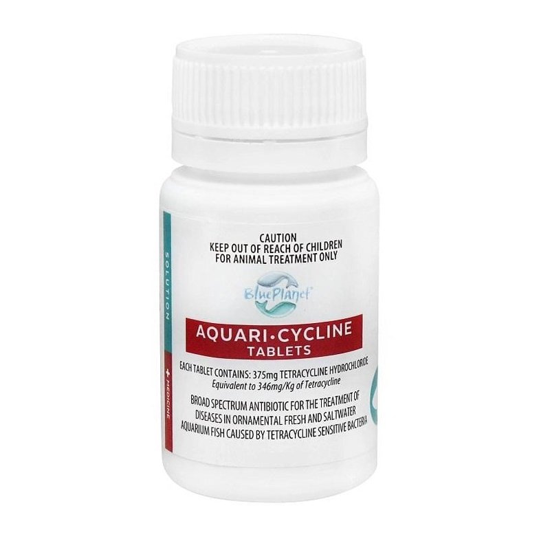 Blue Planet Aquaricycline Tablets for Fish - Antibacterial Treatment for Aquarium Fish Diseases | Ideal for Freshwater & Saltwater Tanks
