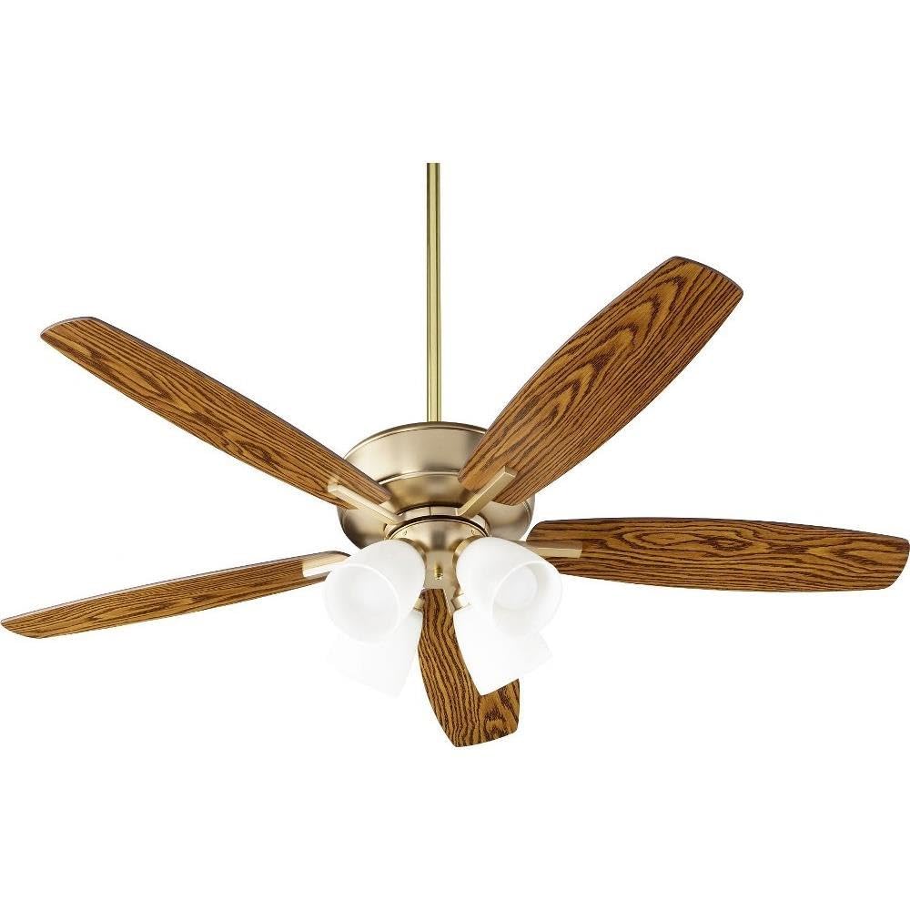 Quorum 70525-480 52 Inch Transitional Ceiling Fan - Breeze Collection Brass Antique Finish for Living Room, Bedroom & Patio Cooling