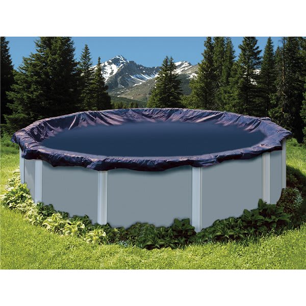 Swimline Deluxe 28-Foot Round Winter Pool Cover, 4-Foot Overlap, Heavy-Duty Blue/Black Vinyl | PCO832 | Protects Inground & Above Ground Pools from Debris & Freezing Weather