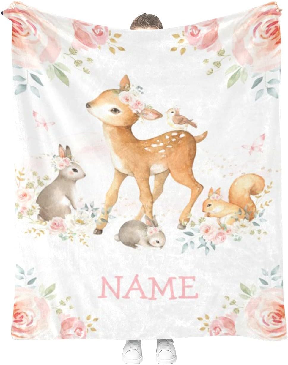 Personalized Baby Blanket for Boys - Custom Name Embroidered Soft Fleece Blanket - Perfect for Nursery, Gift, and Photo Shoots