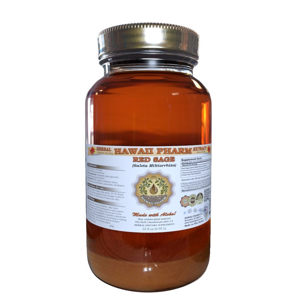Organic Red Sage (Salvia Miltiorrhiza) Liquid Extract Tincture - Herbal Supplement for Heart Health & Circulation - 32 fl.oz Made in USA - Perfect for Natural Wellness & Traditional Chinese Medicine Practices