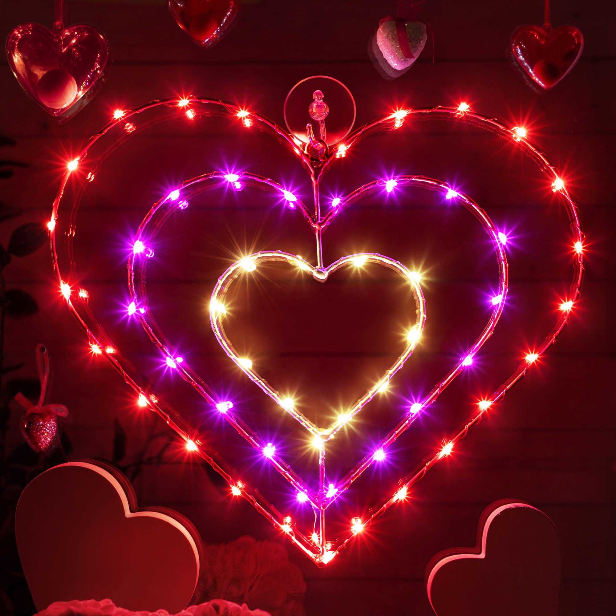 13 Inch Valentine's Day LED Lights - 8 Modes with Timer & Remote Control for Romantic Decorations (Heart Shape, 1 Pack) - Perfect for Valentine's Day, Wedding Proposals, Anniversary Parties & Home Decor
