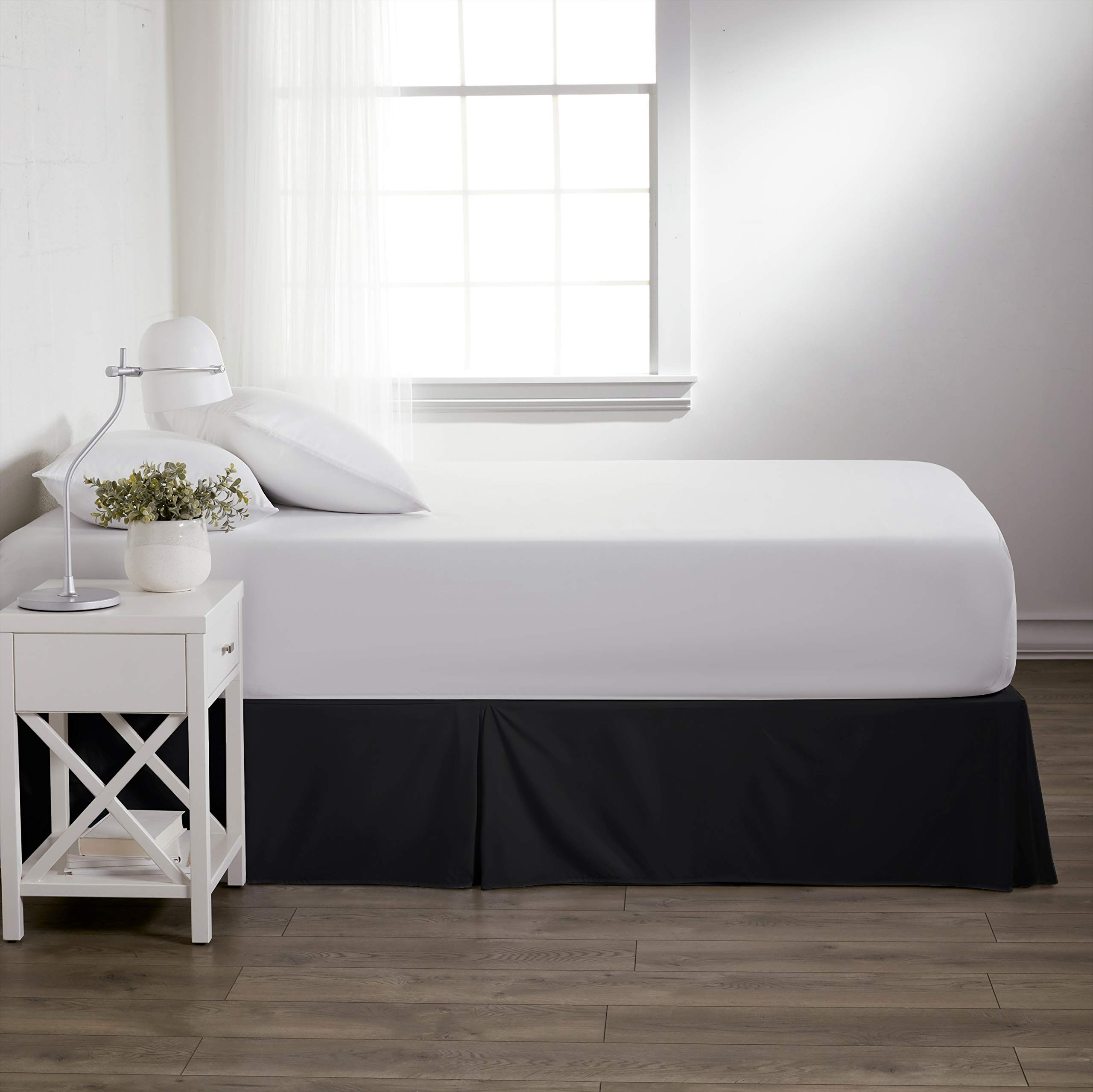 ienjoy Home IEH-BEDSKIRT-Full-Black Pleated Bed Skirt for Full Size Beds - Black Luxury Bedding Collection | Perfect for Master Bedrooms & Guest Rooms
