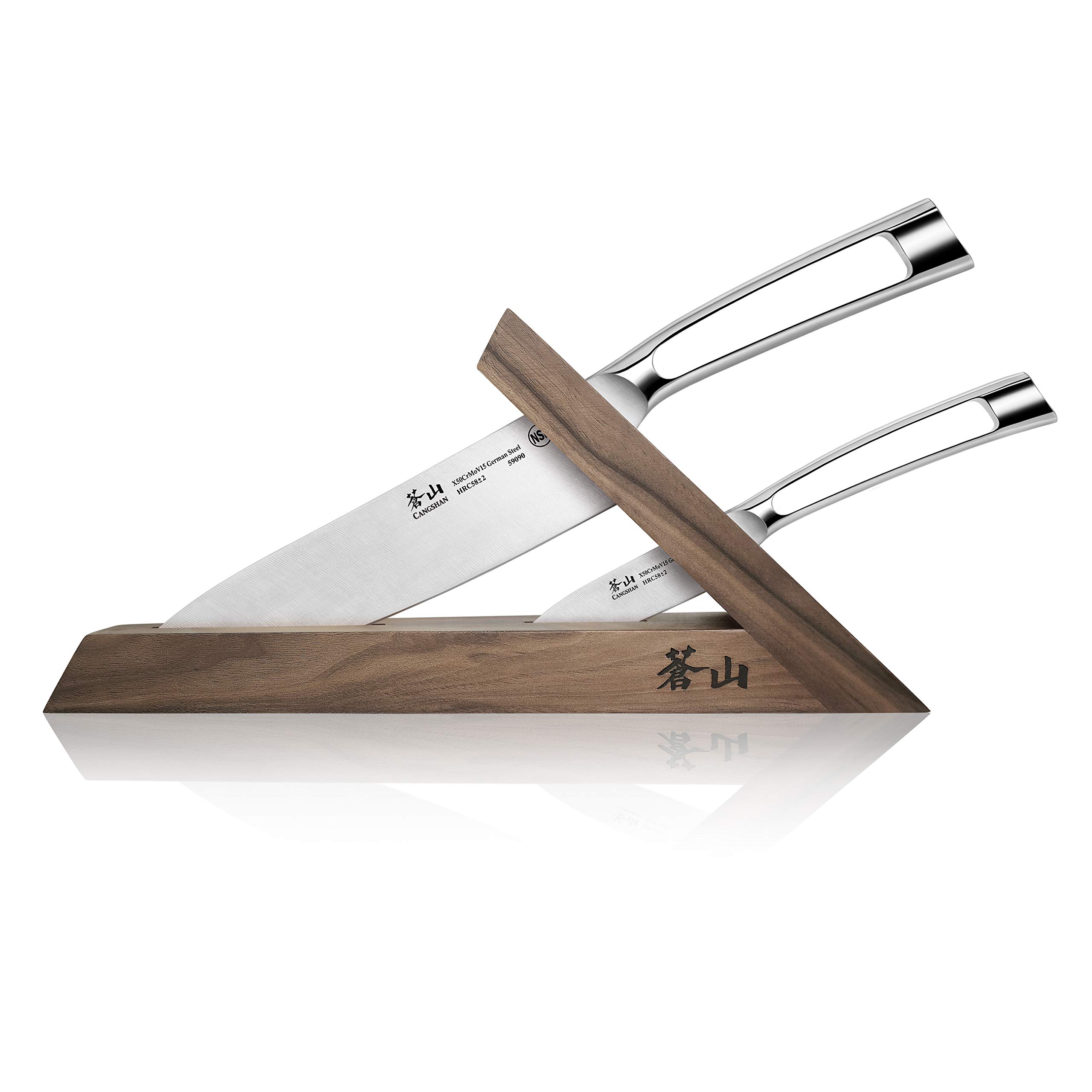 Cangshan N1 Series German Steel Forged 3-Piece Knife Set with Walnut Block - Professional Chef Knives for Cooking, Slicing & Dicing - Perfect for Home Kitchens & Culinary Gifts