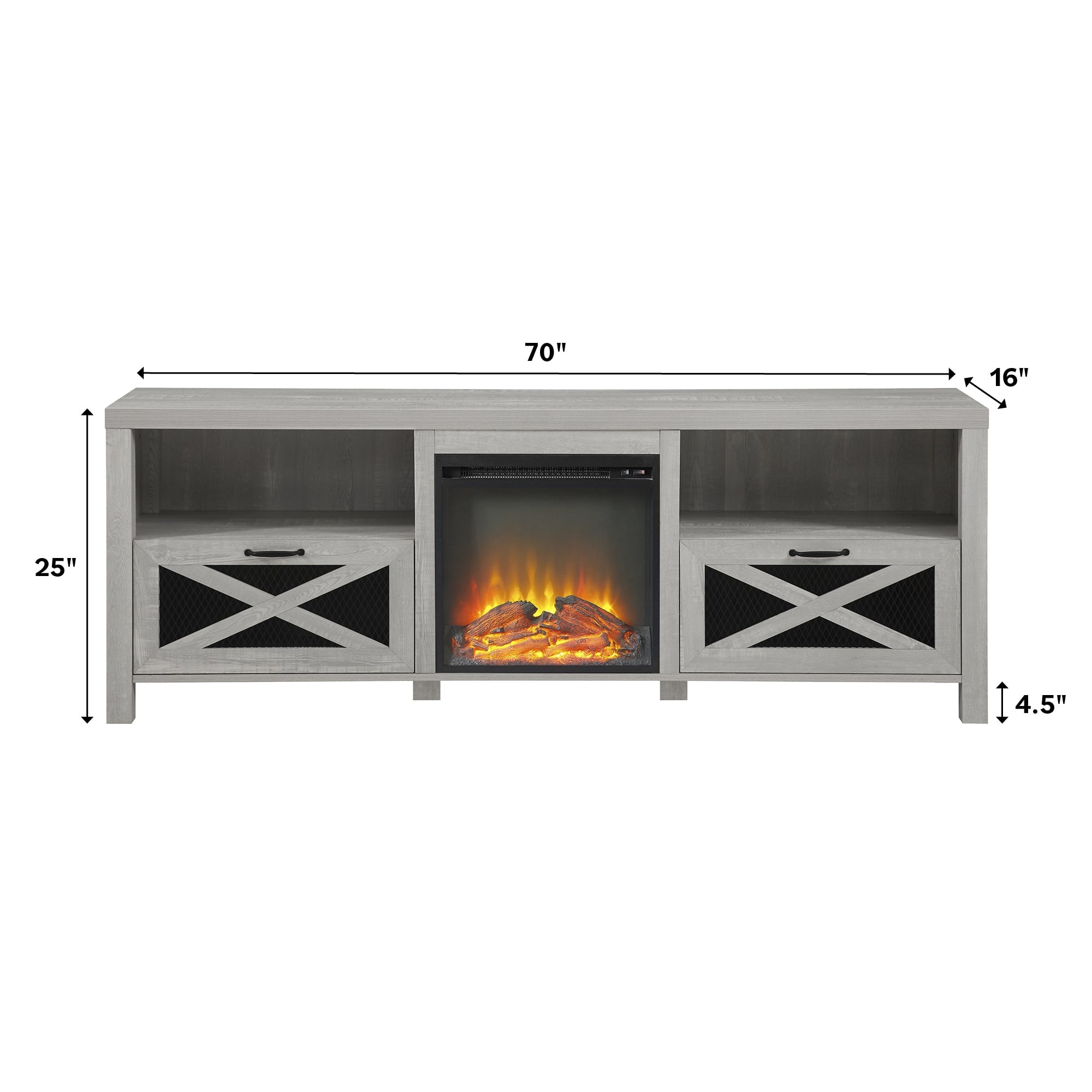 Rustic Farmhouse TV Stand with Fireplace - 70