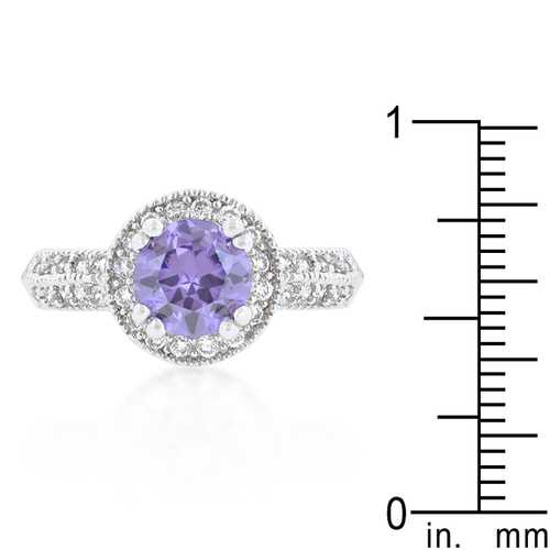 Lavender Halo Engagement Ring - 14K White Gold Diamond Wedding Ring for Women | Perfect for Proposals, Anniversaries & Romantic Occasions
