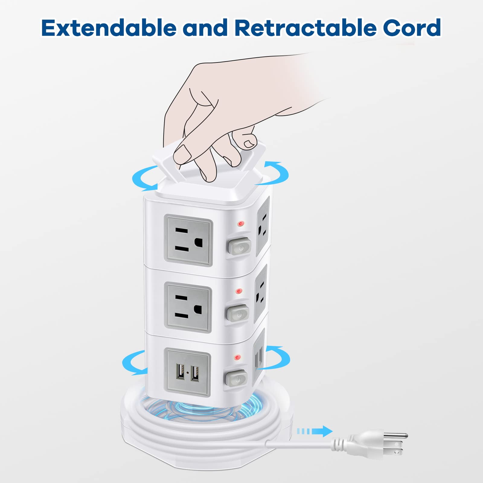 10-Outlet Power Strip with 4 USB Ports | Surge Protector for Office & Home Devices