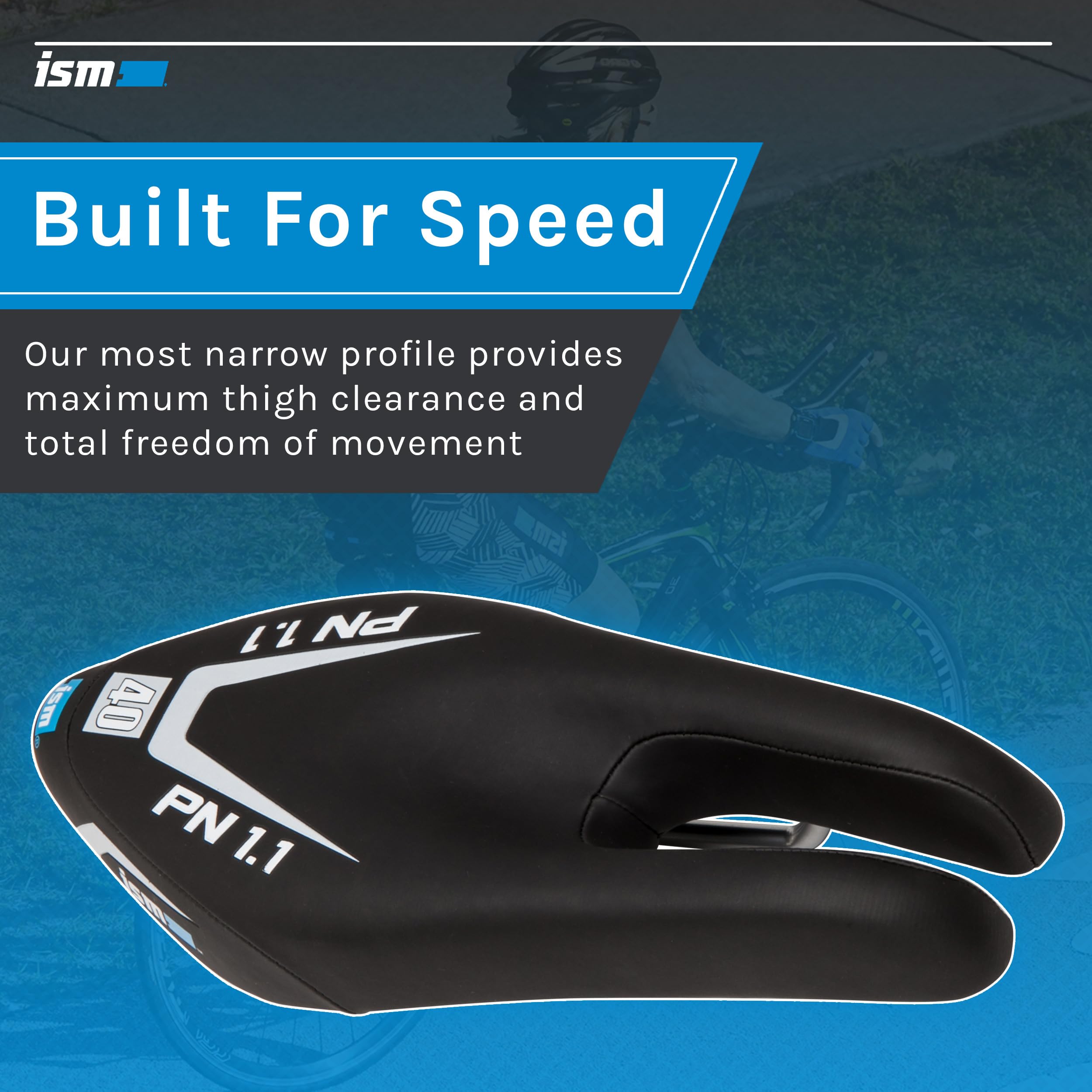 ISM PN 1 & 1.1 Series Noseless Bike Saddle for Men & Women - Ergonomic Narrow Road Bicycle Seat with Optimal Leg Clearance - Patented ISM Design for Road, Time Trial, Triathlon & Gravel Bikes - Perfect for Long-Distance Cycling & Comfortable Commuting