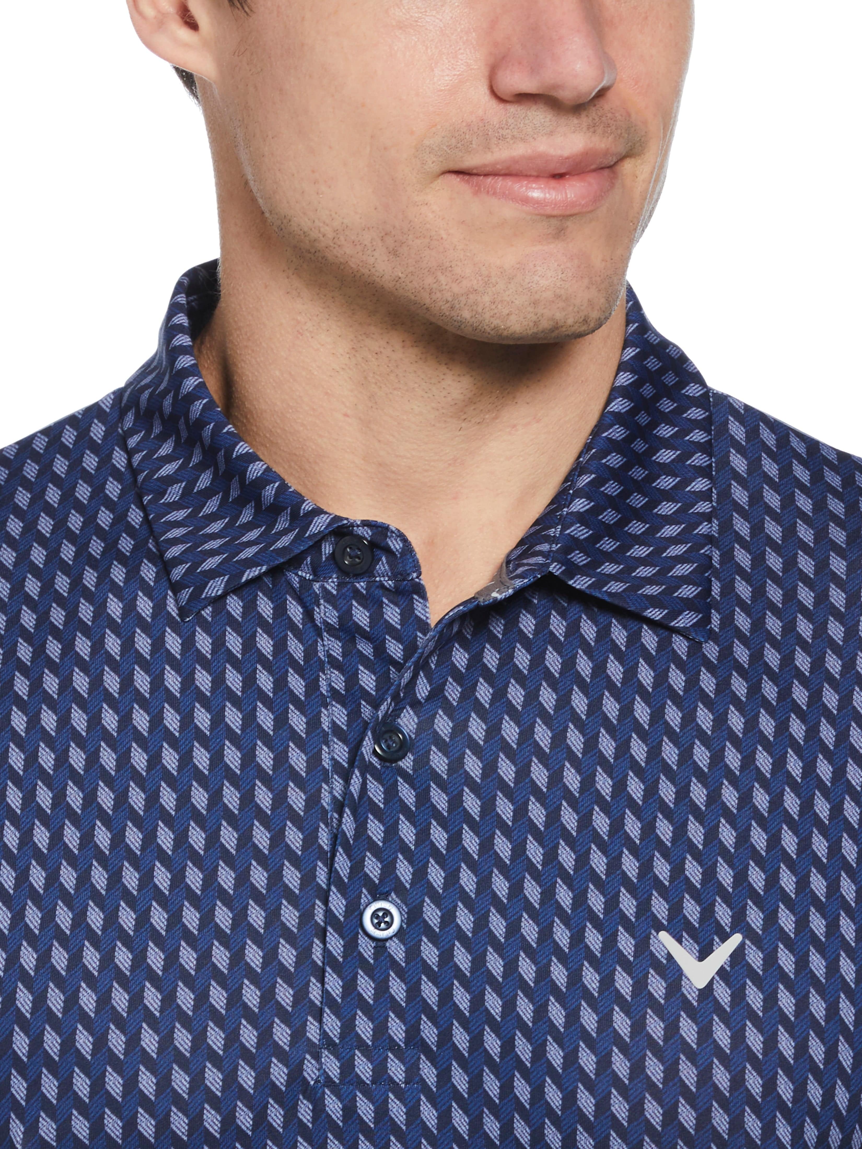 Men's Textured Chevron Geo Polo Shirt - Stylish Casual & Business Wear for Work, Golf, and Everyday Outfits