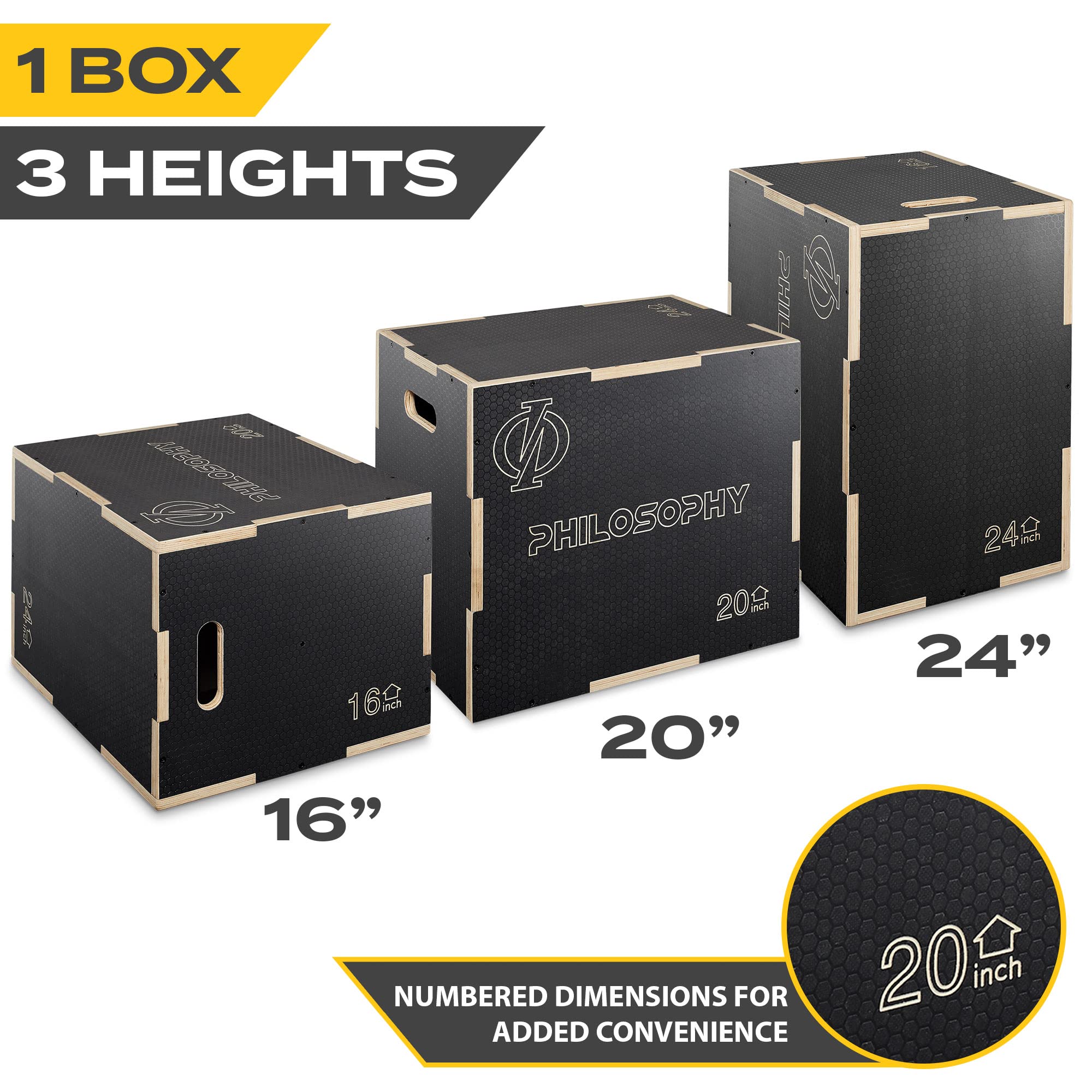 Non-Slip 3-in-1 Wooden Plyo Box for CrossFit, HIIT & Home Gym Workouts - Jump Box for Plyometric Training, Step Ups & Conditioning Exercises - Perfect for Cardio, Strength Training & Fitness Routines