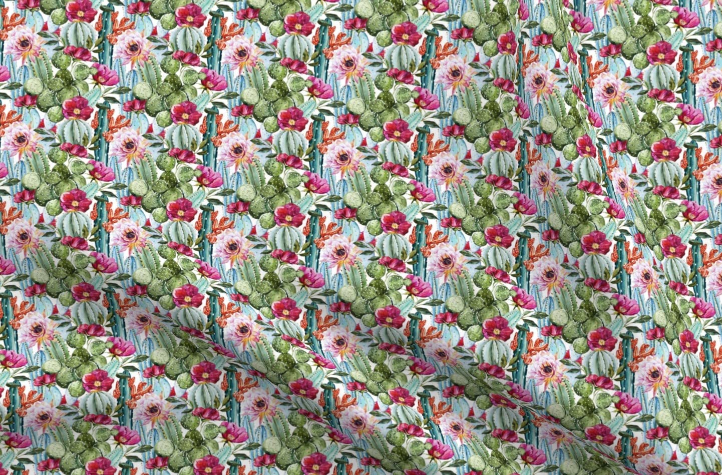 Watercolor Succulents Printed Minky Fabric - 1250 Cactus Desert Design Fat Quarter for Sewing Baby Blankets, Quilt Backing & Plush Toys - Soft DIY Craft Material for Nursery Decor, Gift Making & Home Projects