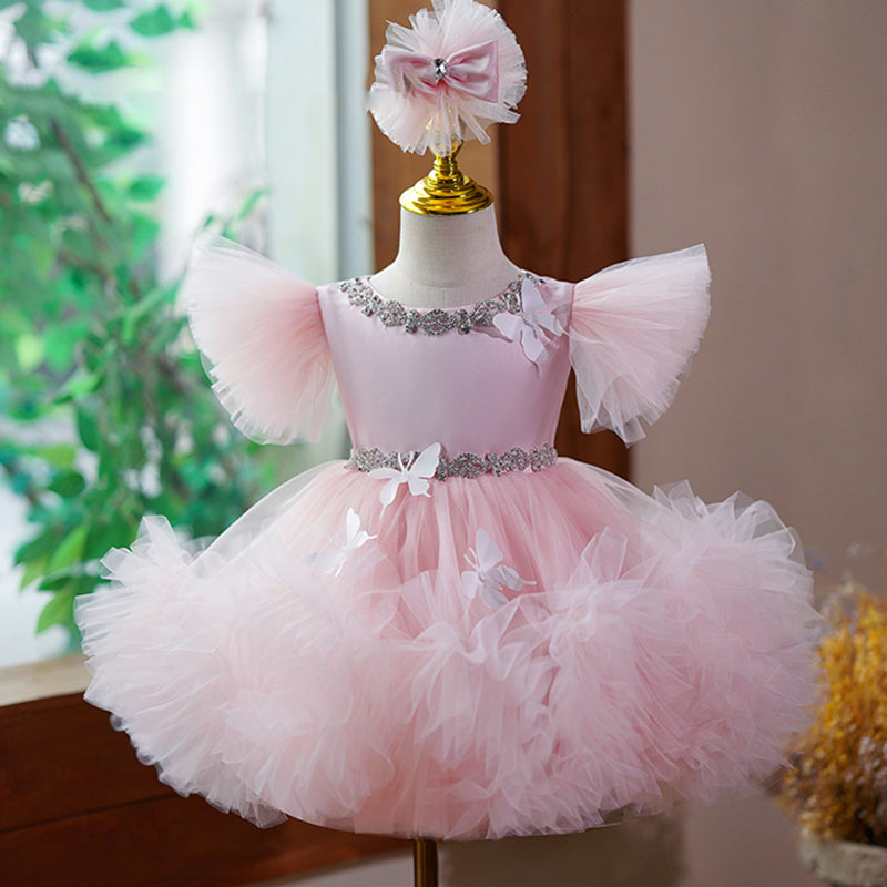 Butterfly Princess Puffy Prom Dress for Baby Girl & Toddler - Elegant Birthday Party Gown for Special Occasions & Photo Shoots
