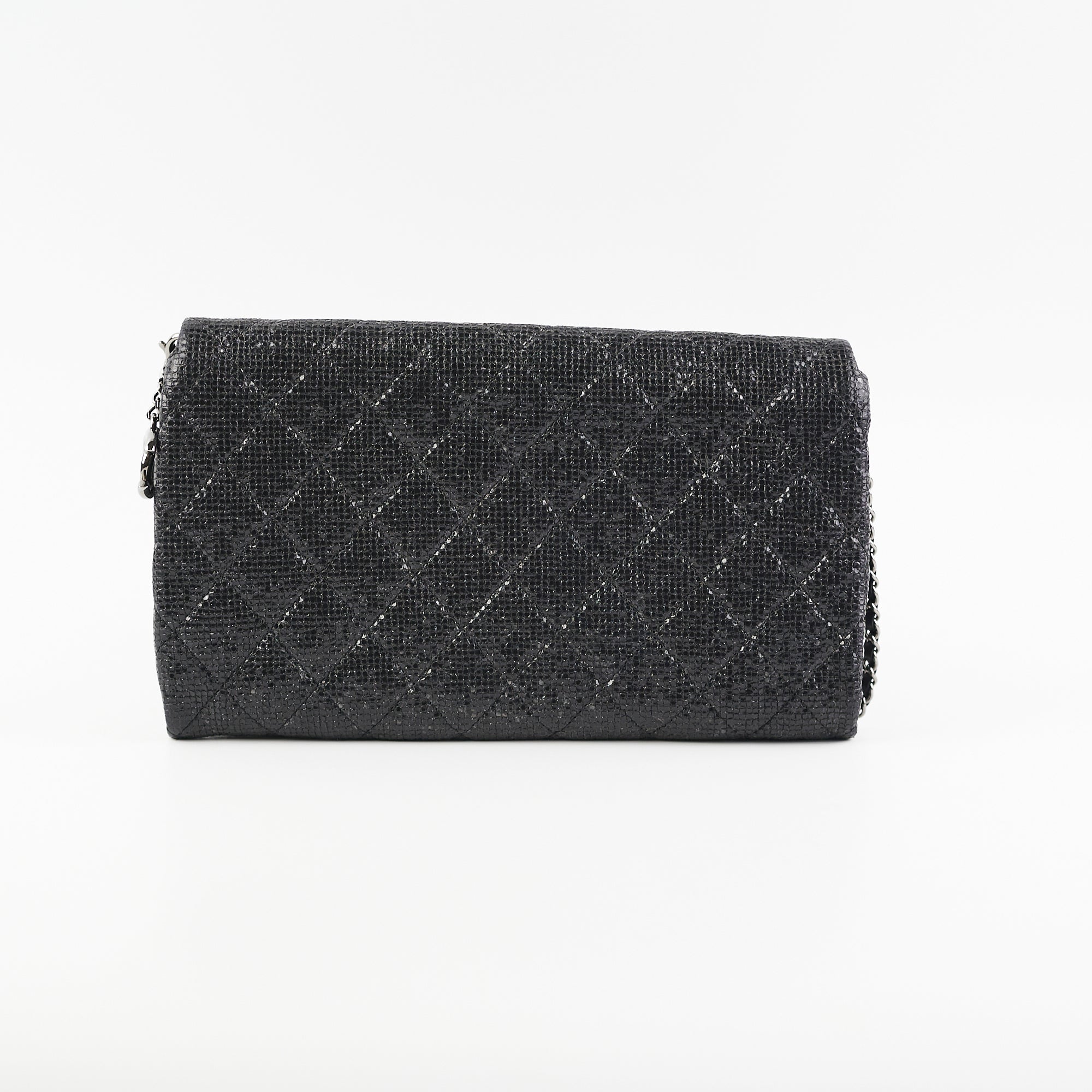 Chanel Black Glittered Calfskin Chain Crossbody Shoulder Bag Wallet - Luxury Evening Clutch for Parties & Date Nights