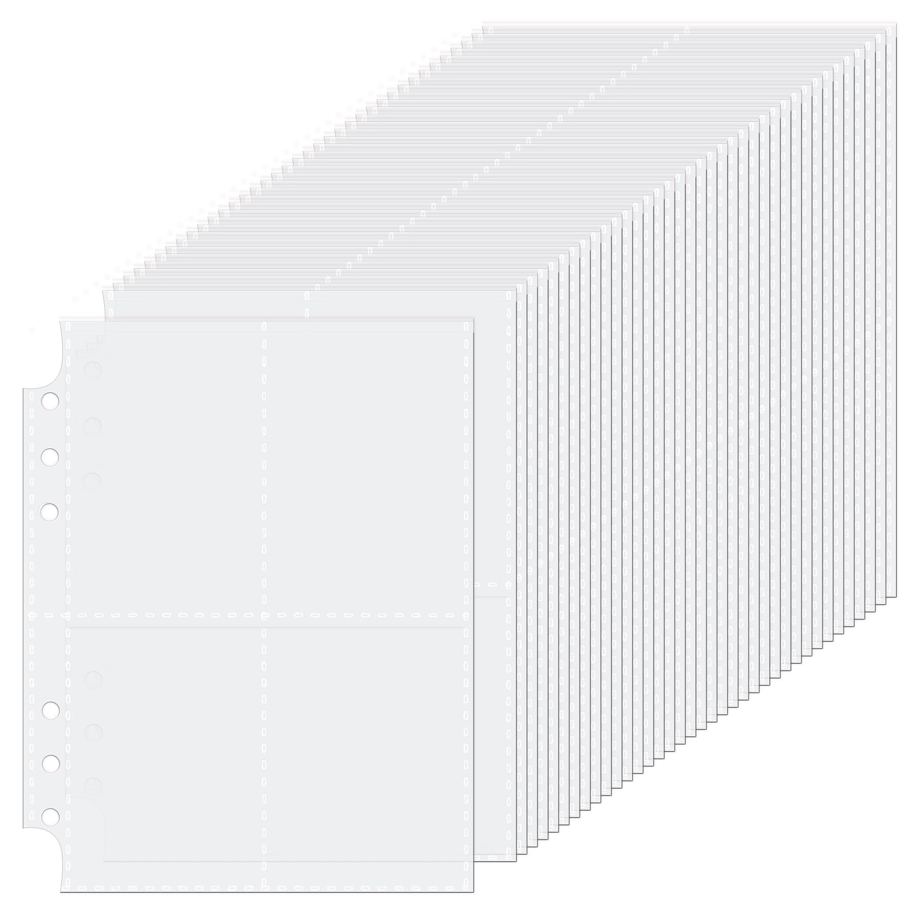 Antner 25 Pack 6 Ring A5 Binder Sleeves - 2.5x3.5 Photocard Sleeves, 4 Pocket Page Sheet Protectors, Ultra-Clear Trading Card Sleeves for Collectors, 6-Hole Binder Pockets Money Envelopes for A5 Binder (100 Pockets) - Perfect for Trading Cards, Photos, Business Cards & Cash Storage