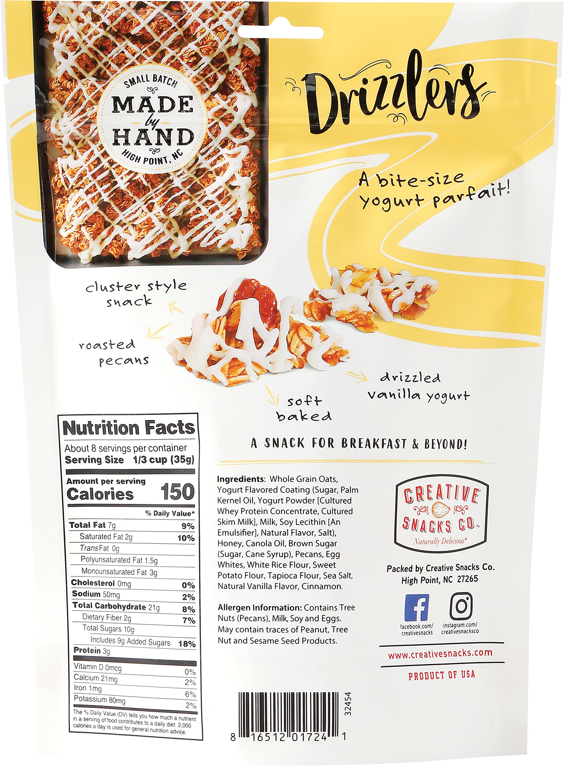 Creative Snacks Granola Honey Pecan Drizzlers 10oz (Pack of 6) - Crunchy Honey Glazed Pecan Granola Clusters - Perfect for Breakfast, Snacking & Healthy On-the-Go Treats