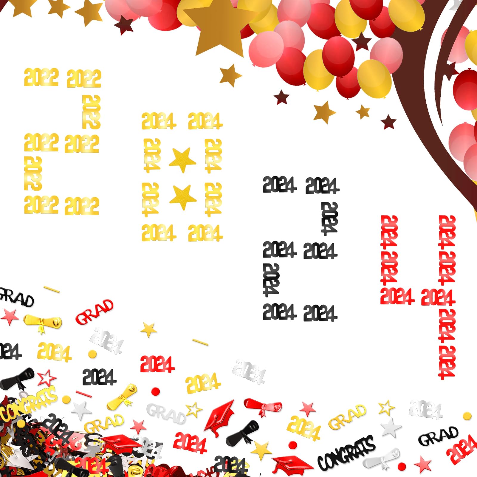 Sumind 3000 Pieces 2025 Graduation Confetti - Class of 2025 Party Decorations - Gold Silver Black Red Diploma Confetti for Graduation Ceremony, Anniversary & Celebration (2025 Style) - Perfect for Graduation Parties, School Events & Photo Backdrops