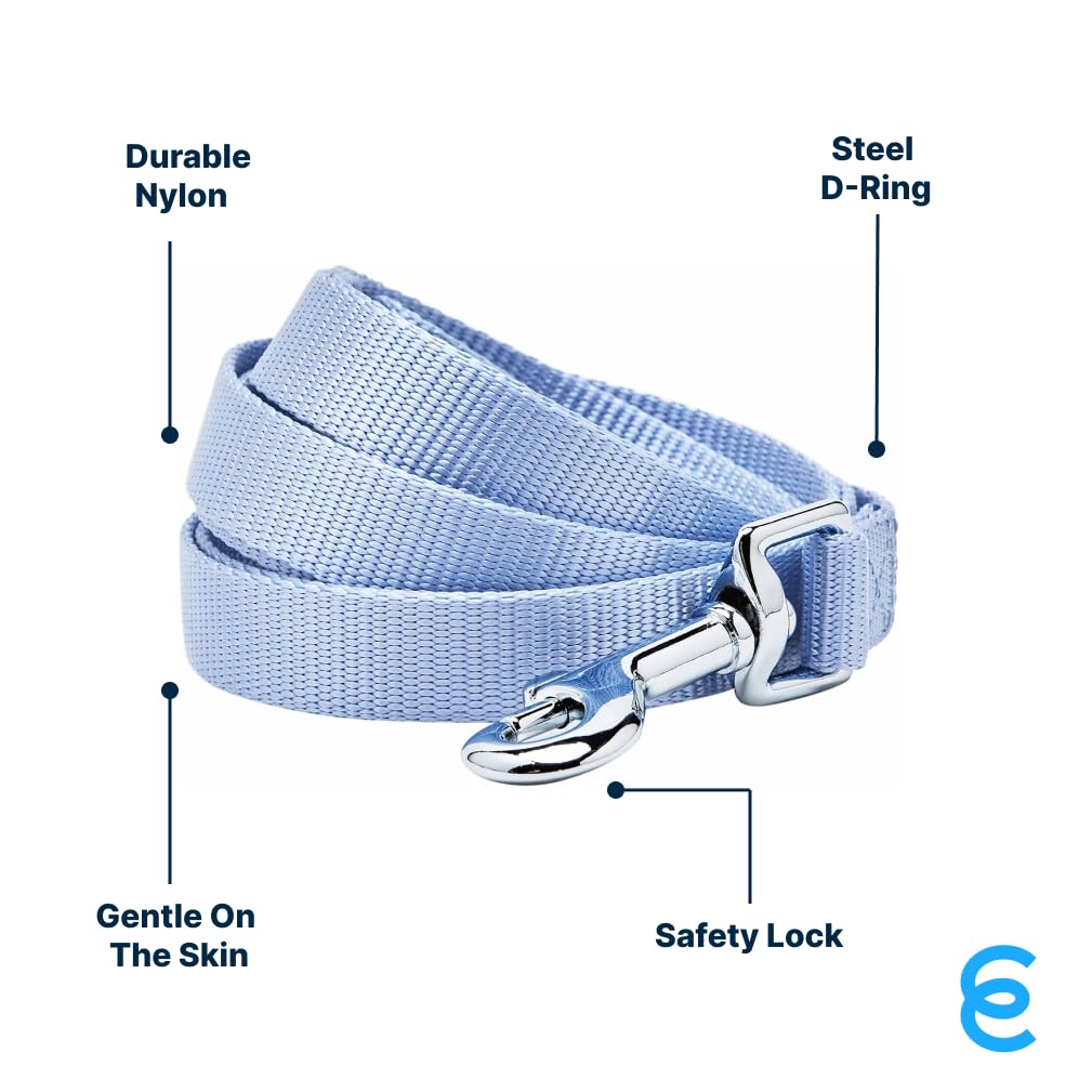 Durable Nylon Dog Leash for Large Dogs - 4ft x 1in Chambray Blue Pet Training Leash | Strong & Lightweight Classic Dog Lead | Perfect for Walking, Running & Obedience Training