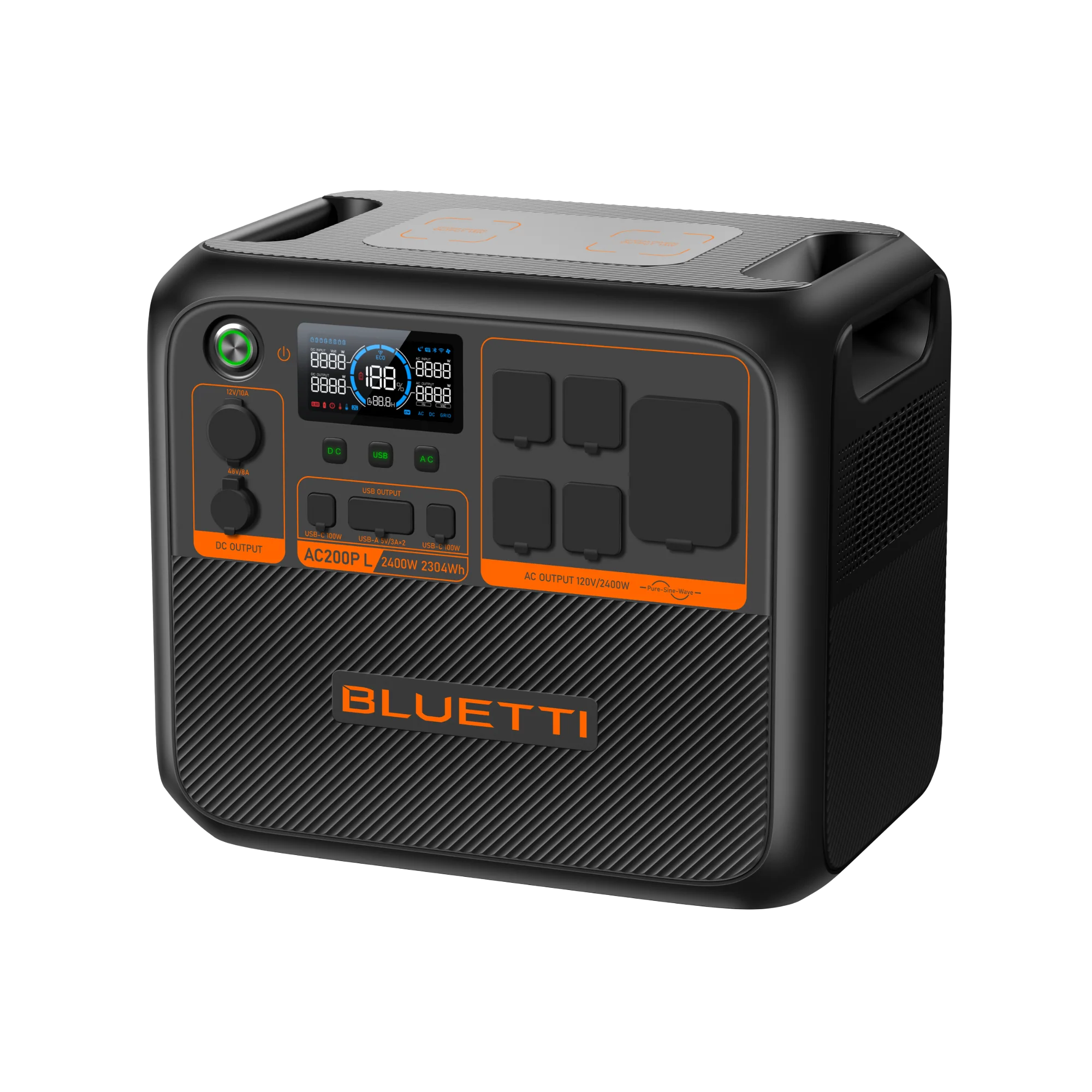 BLUETTI AC200P 2304Wh 2400W Portable Power Station with 6 AC Outlets - Solar Generator for Camping, RV, Home Backup & Emergency Power Supply
