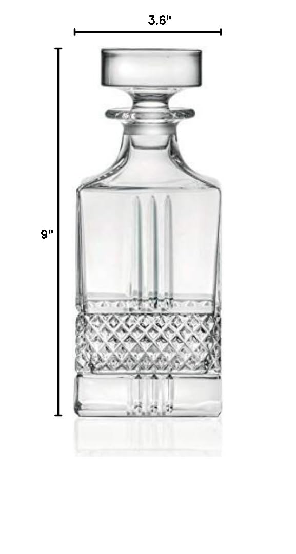 Premium Whiskey Decanter Set with 6 Glasses - 29 oz Crystal Decanter & 12 oz Double Old Fashioned Tumblers - Elegant Scotch, Bourbon & Liquor Serving Set - Barski European Craftsmanship - Perfect for Home Bars, Gifts & Entertaining