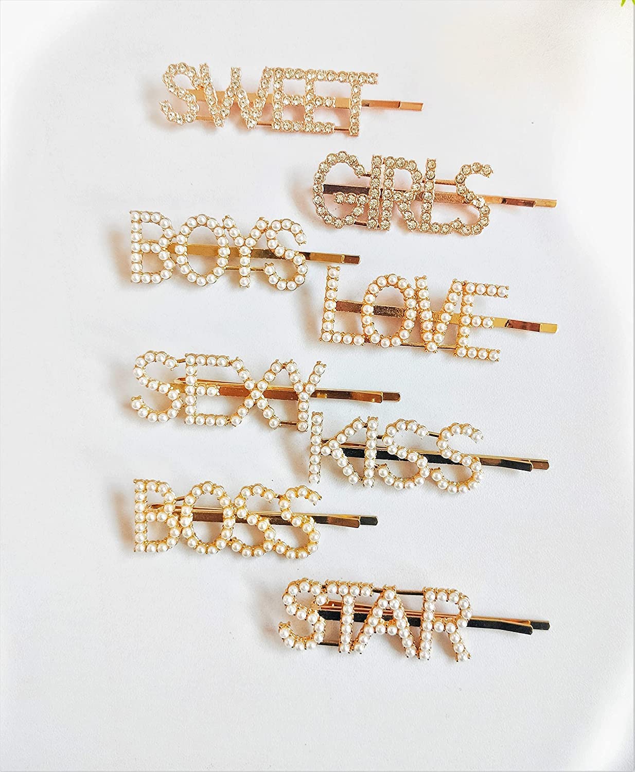 6 Pcs Crystal Letter Hair Clips for Women - Rhinestone Hair Barrette for Women - Perfect for Weddings, Parties, and Everyday Styling