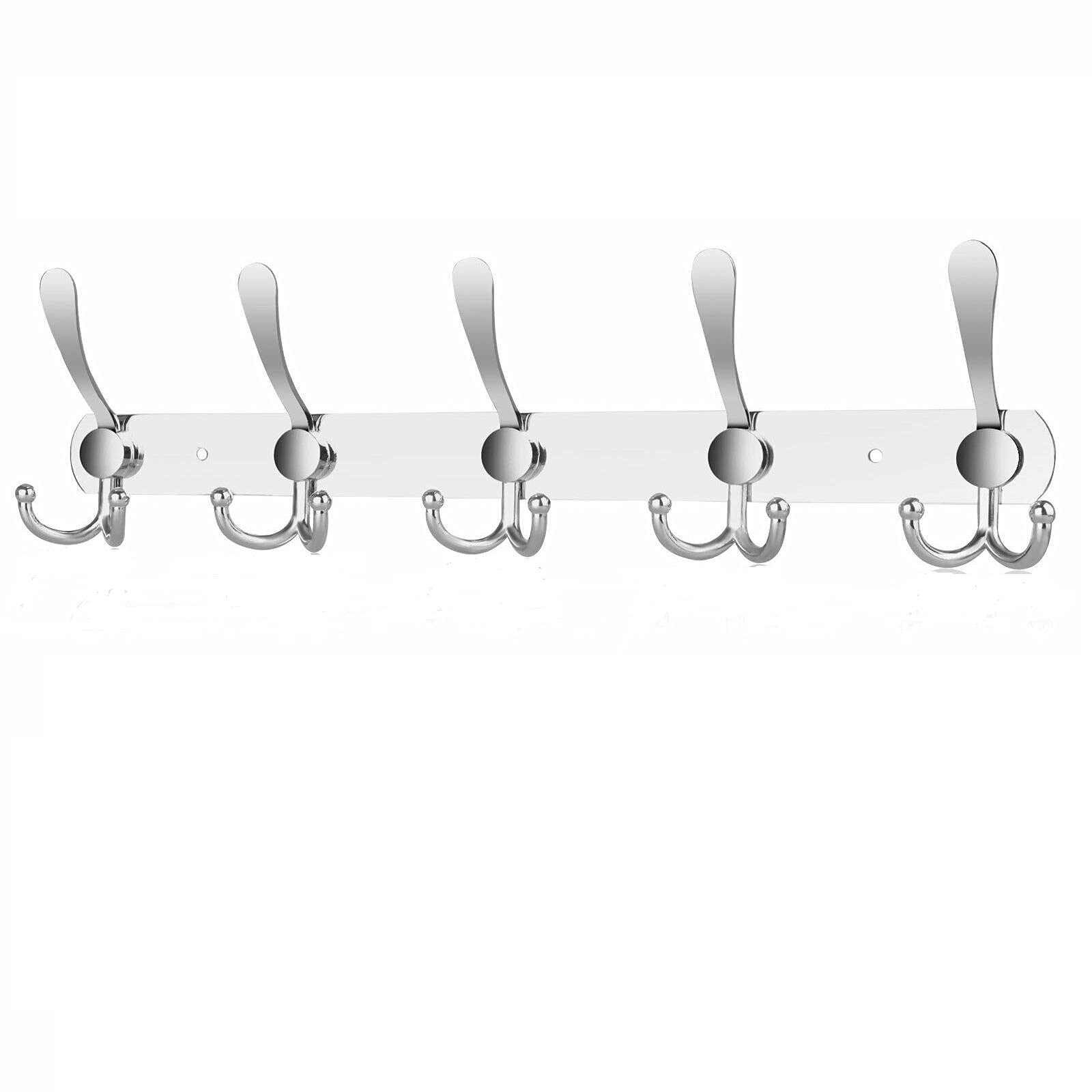 15-Pack Stainless Steel Wall Mount Hooks - Heavy Duty Coat Rack, Robe Hanger, Towel Rack & Closet Organizer for Bedroom, Bathroom, Dorm Room & Entryway - Space Saving Over The Door Storage Solution
