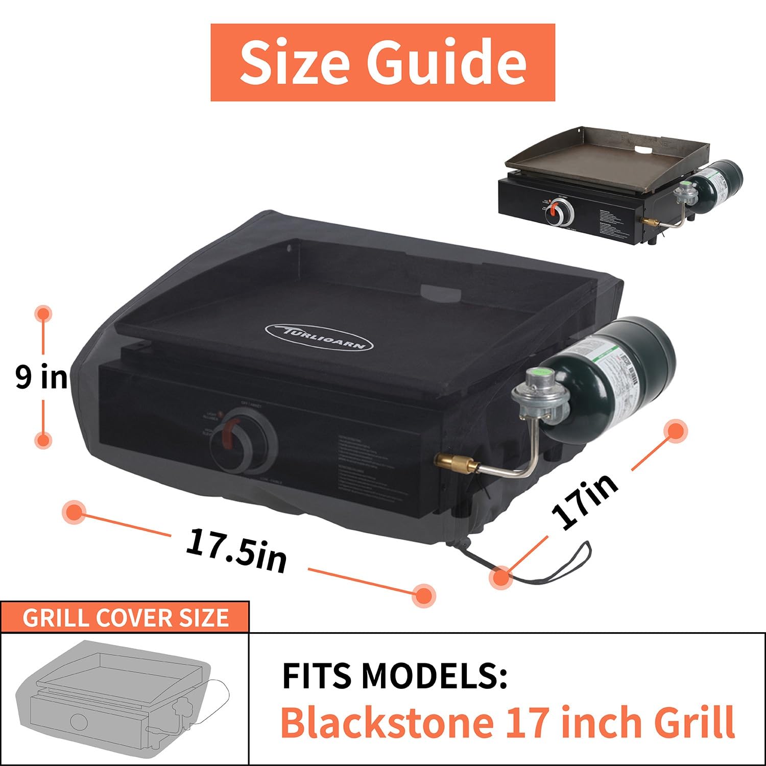 Blackstone 17 Inch Griddle Cover - Heavy Duty 600D Polyester Waterproof Gas Grill Cover for 17