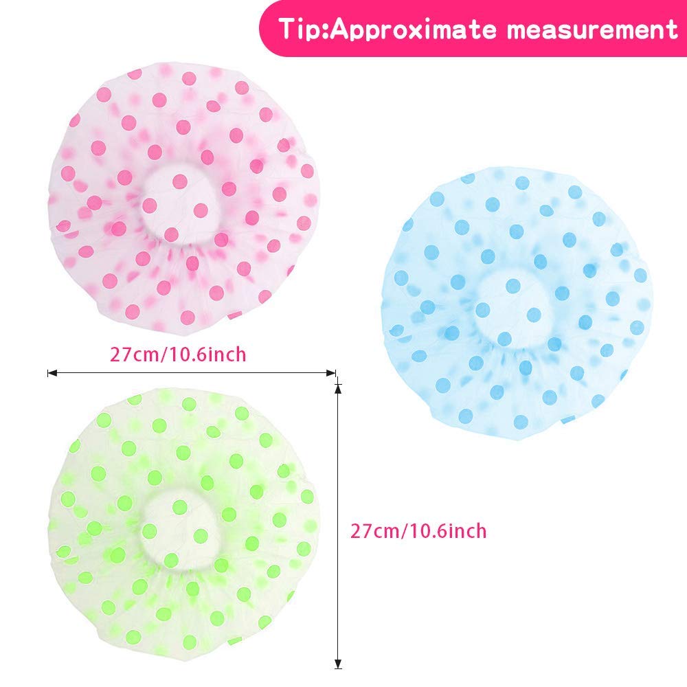 Elecsera Reusable Waterproof Shower Cap - 3 Pack for Women & Men, Elastic Hair Cover for Bathing, Swimming, Spa & Hair Care