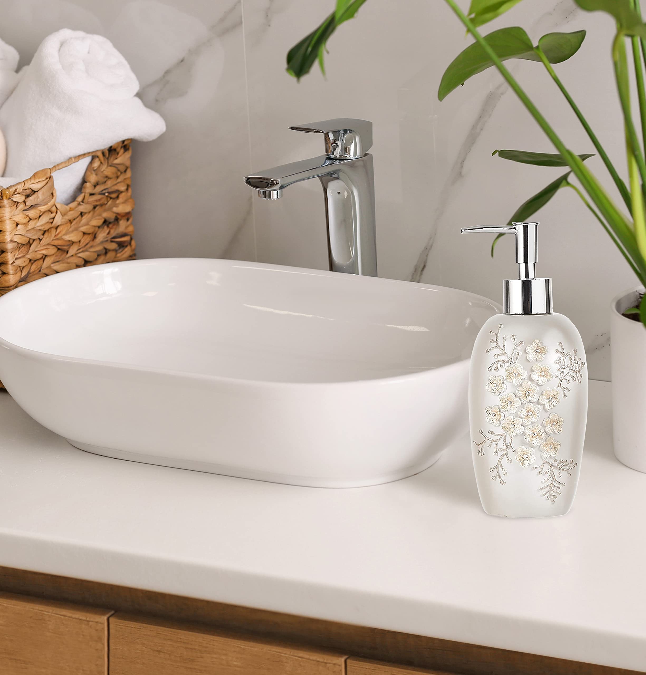 Bloomfield Beige Bath Lotion Pump - Premium Foaming Soap Dispenser for Shower & Sink | Perfect for Bathrooms, Kitchens, and Spa Relaxation
