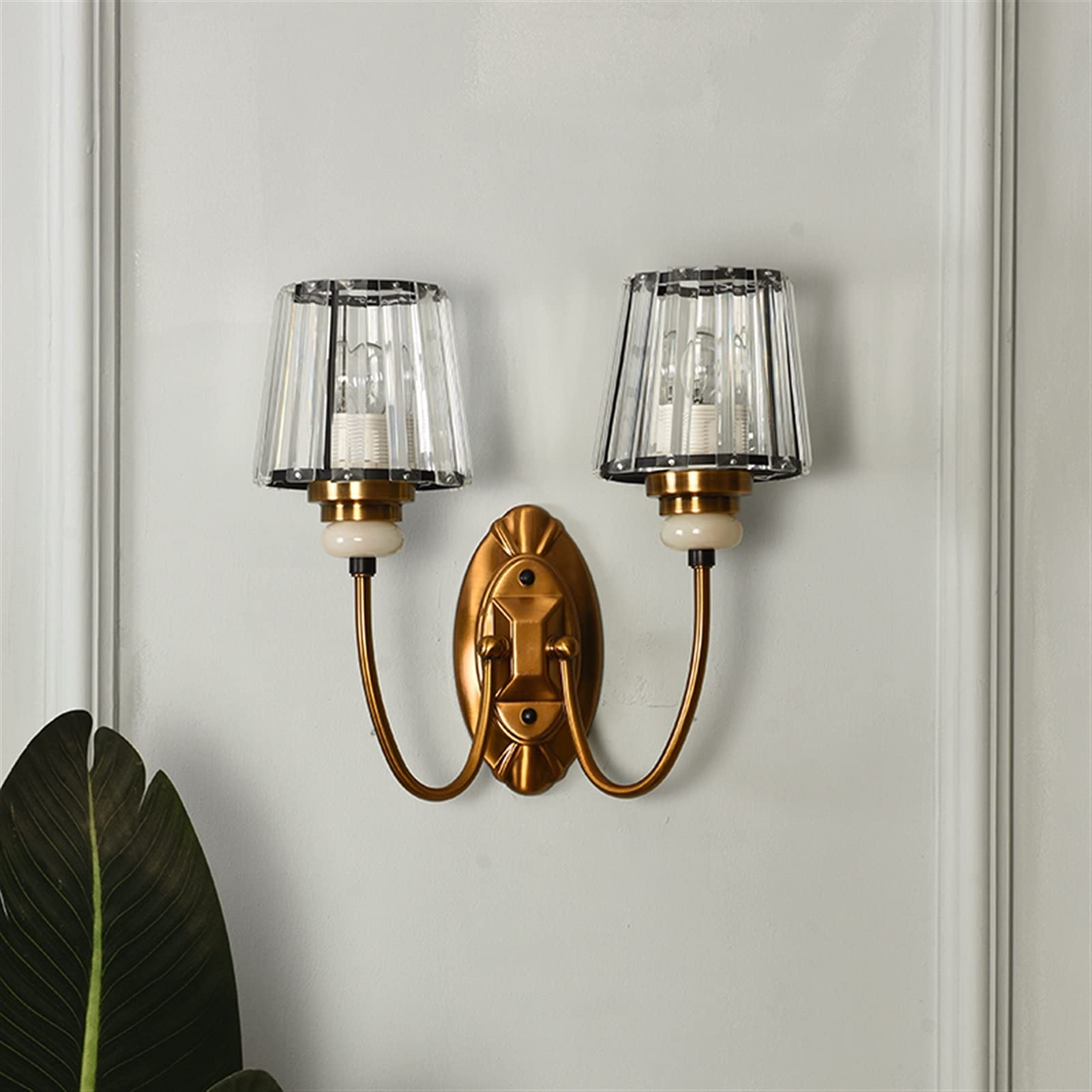 Modern Minimalist E27 Wall Lamp - Transparent Crystal Wall Light for Bedroom, Corridor & Living Room - Elegant Bedside Wall Sconces with Warm White LED Lighting - Perfect for Ambient, Accent & Night Light Use