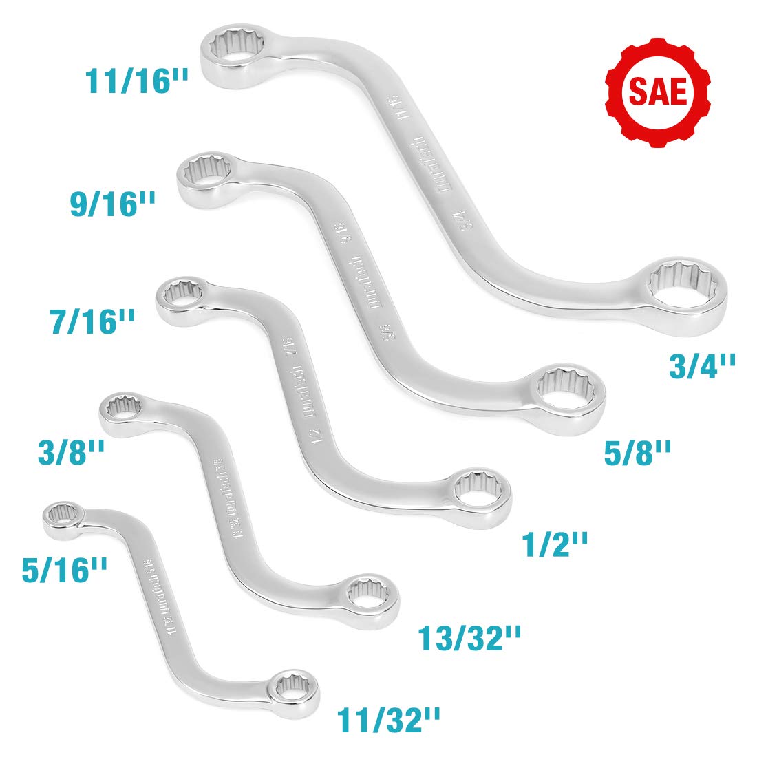 DURATECH 5-Piece S-Style Box Wrench Set - SAE 12-Point (5/16