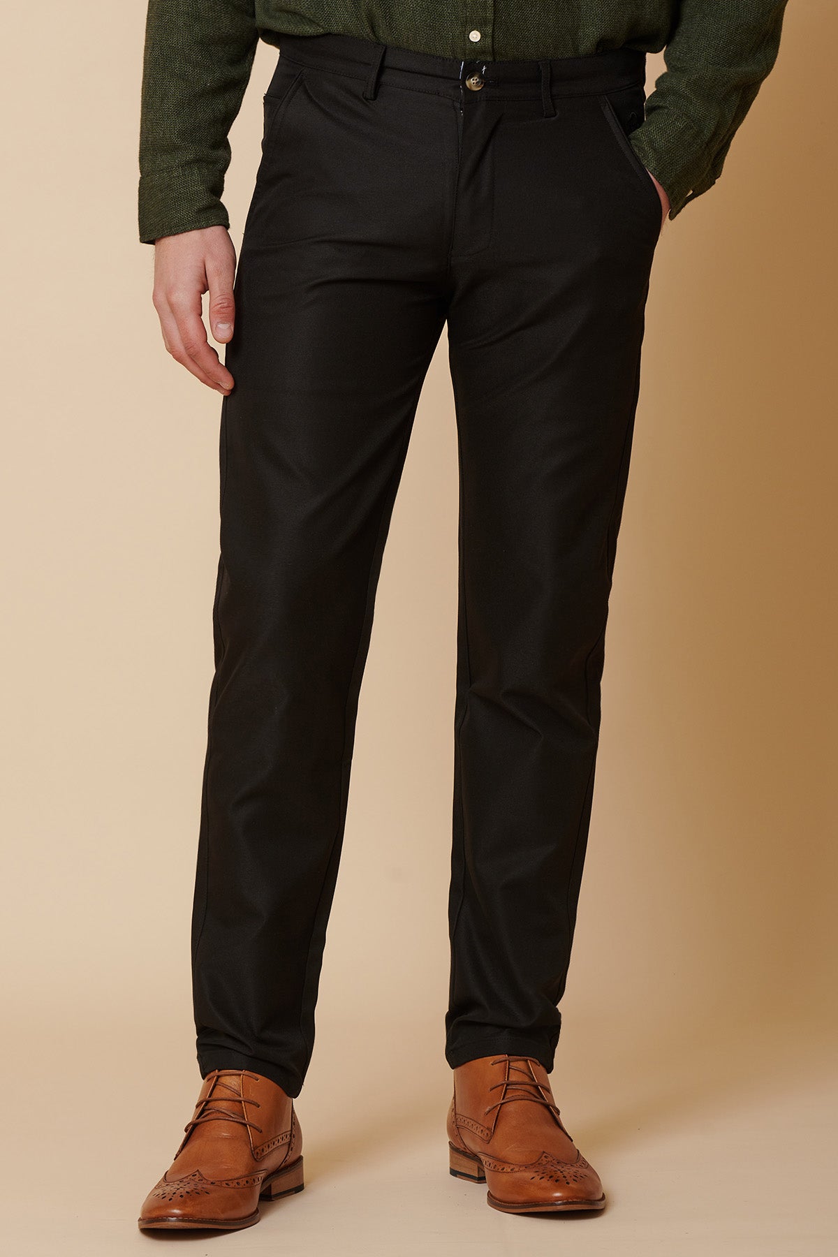 ENZO Men's Slim Fit Black Chinos - Classic Stretch Dress Pants for Business Casual & Office Wear