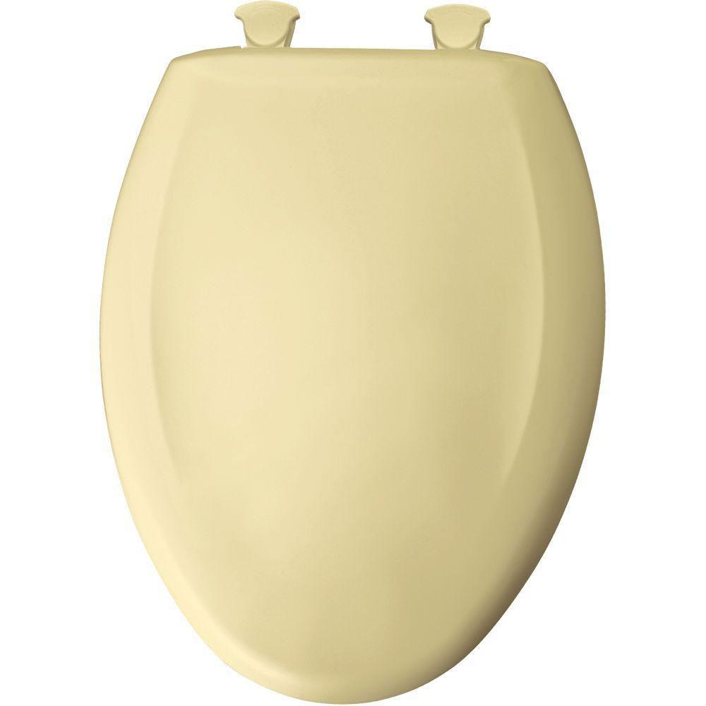 Bemis Slow Close STA TITE Elongated Closed Front Toilet Seat in Creamy Yellow 529791 - Soft Close Hinges, Durable Toilet Seat for Bathroom Upgrade, Perfect for Home & Commercial Use