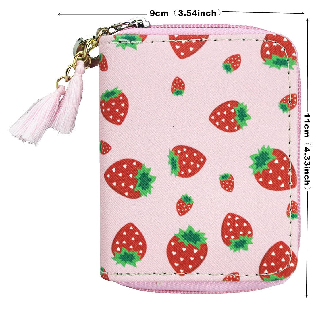Mayebridge Women's PU Leather Strawberry Zipper Wallet - Cute Purse for Girls & Women - Perfect for Everyday Use, Travel, and Gifts (Strawberry)