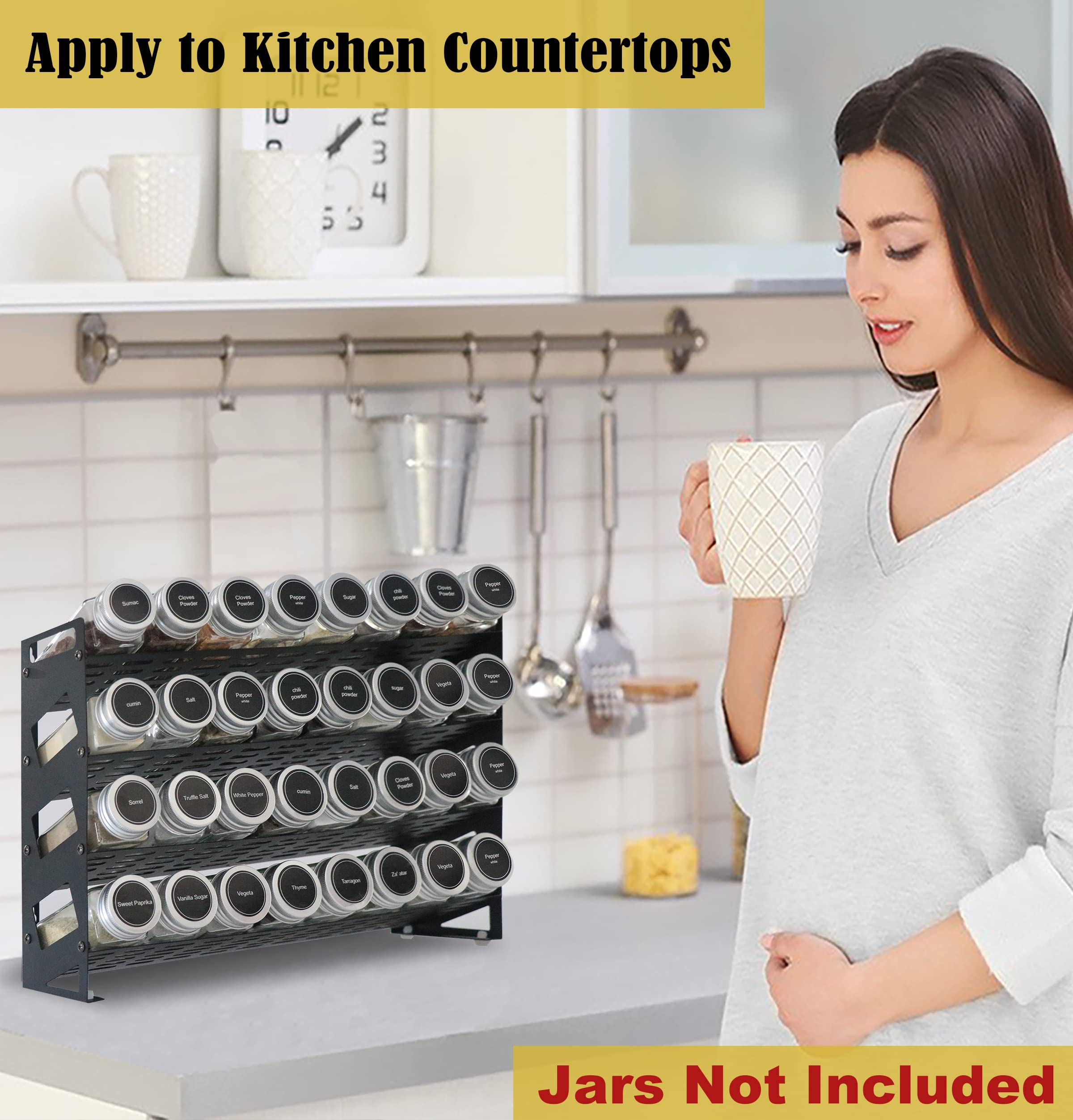4-Tier Spice Rack Organizer - Countertop, Cabinet & Wall Mount for Kitchen Storage