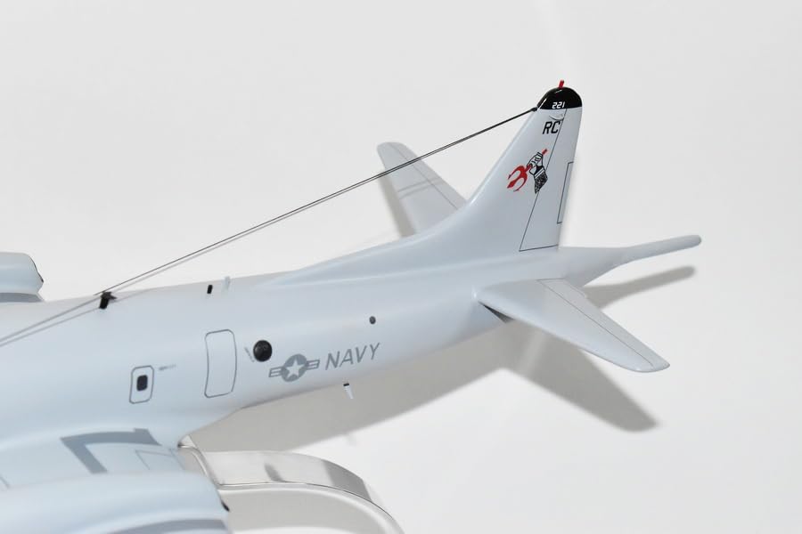 VP-46 Grey Knights (2000) P-3C Orion Mahogany Wooden Scale Model Airplane - Collectible Military Aircraft Display for Home & Office Decor