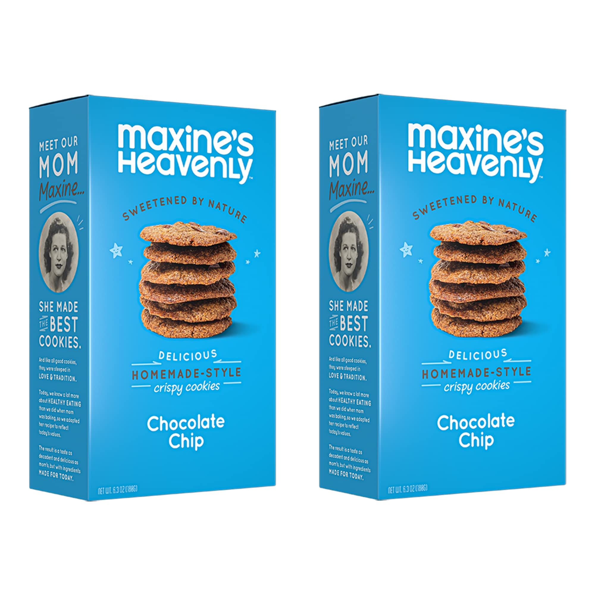 Maxine's Heavenly Crispy Chocolate Chip Cookies - Low Carb, Low Sugar, Vegan, Plant-Based, Kosher & Gluten-Free Healthy Snacks (2 Pack, 24 Cookies) | Perfect for Keto Diet, Weight Loss & On-the-Go Snacking