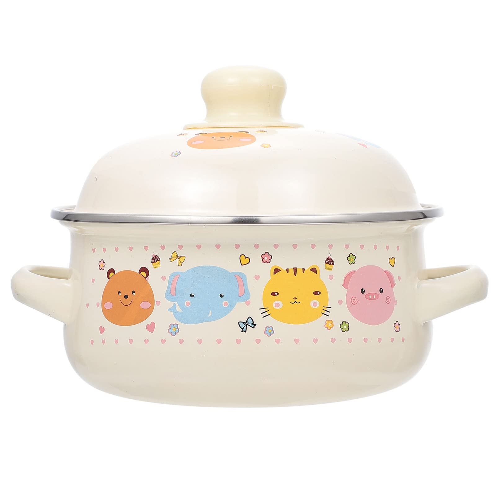 Angoily Porcelain Enamel Stock Pot with Lid - 16cm Ceramic Soup Pot for Stovetop & Oven - Perfect for Cooking Soup, Chicken, Pot Roast & Stews | Durable Kitchen Cookware for Home Chefs