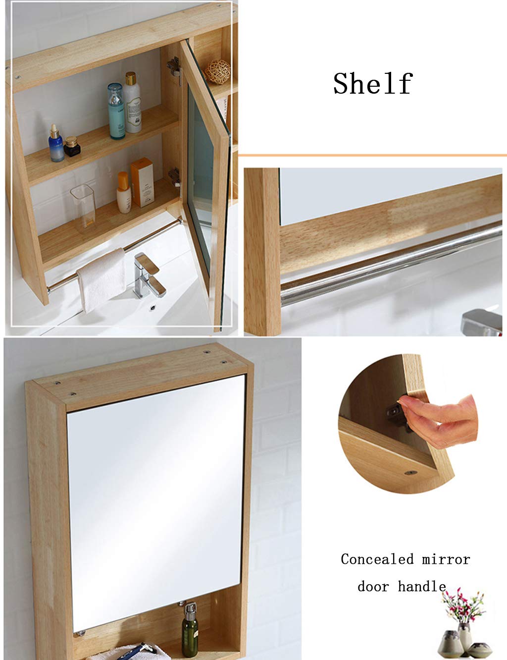Wall Mounted Bathroom Storage Cabinet with Framed Mirror Door - Medicine Cabinet, Vanity Mirror & Shelf Organizer for Bathroom, Bedroom, or Entryway