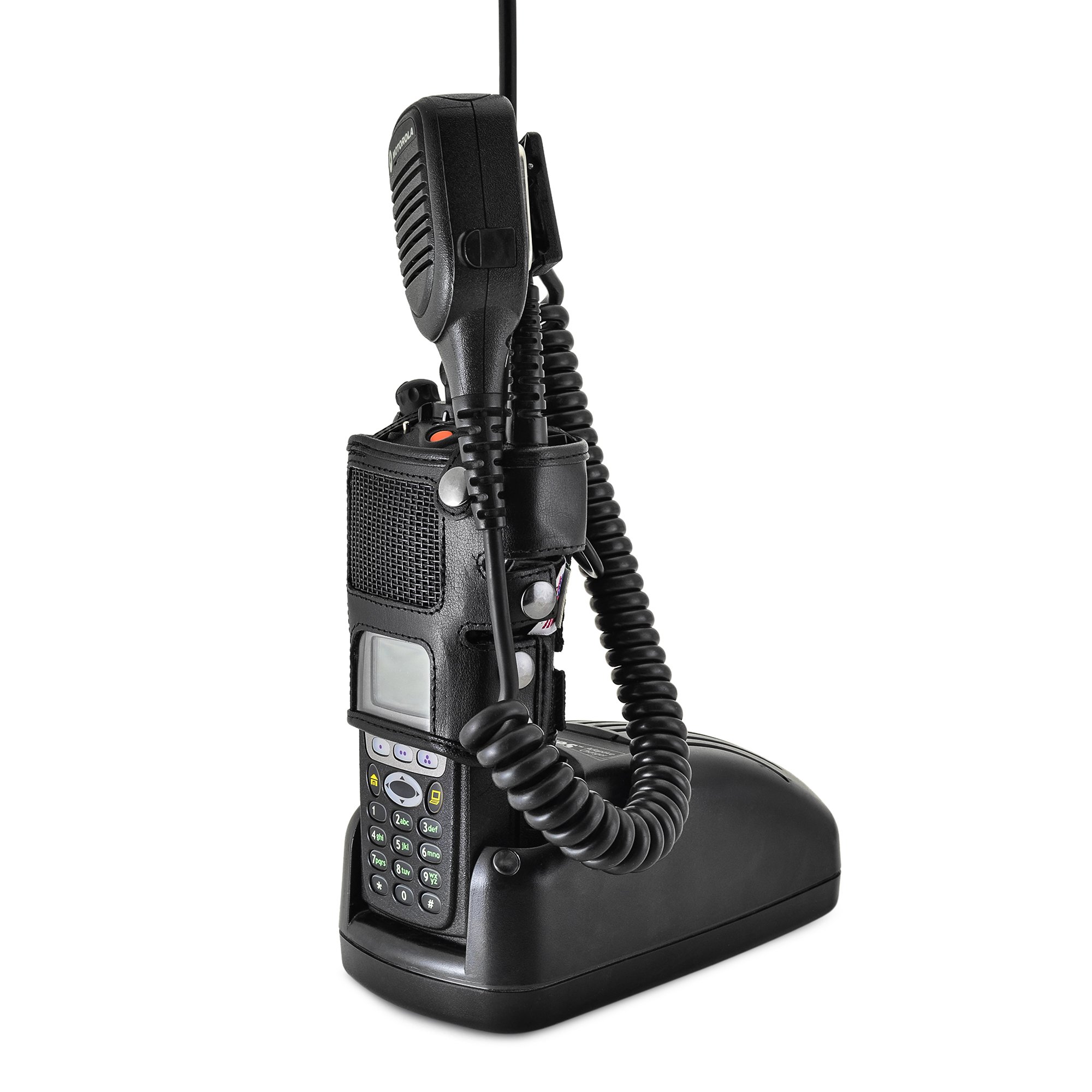 Motorola XTS3500 Radio Holster - Heavy Duty Black Leather Belt Case with D Rings for Fire, Police & Emergency Two-Way Radios | Secure Carry Holder for Models 1, 2 & 3 | Perfect for Duty Belt, Tactical Gear & First Responder Equipment