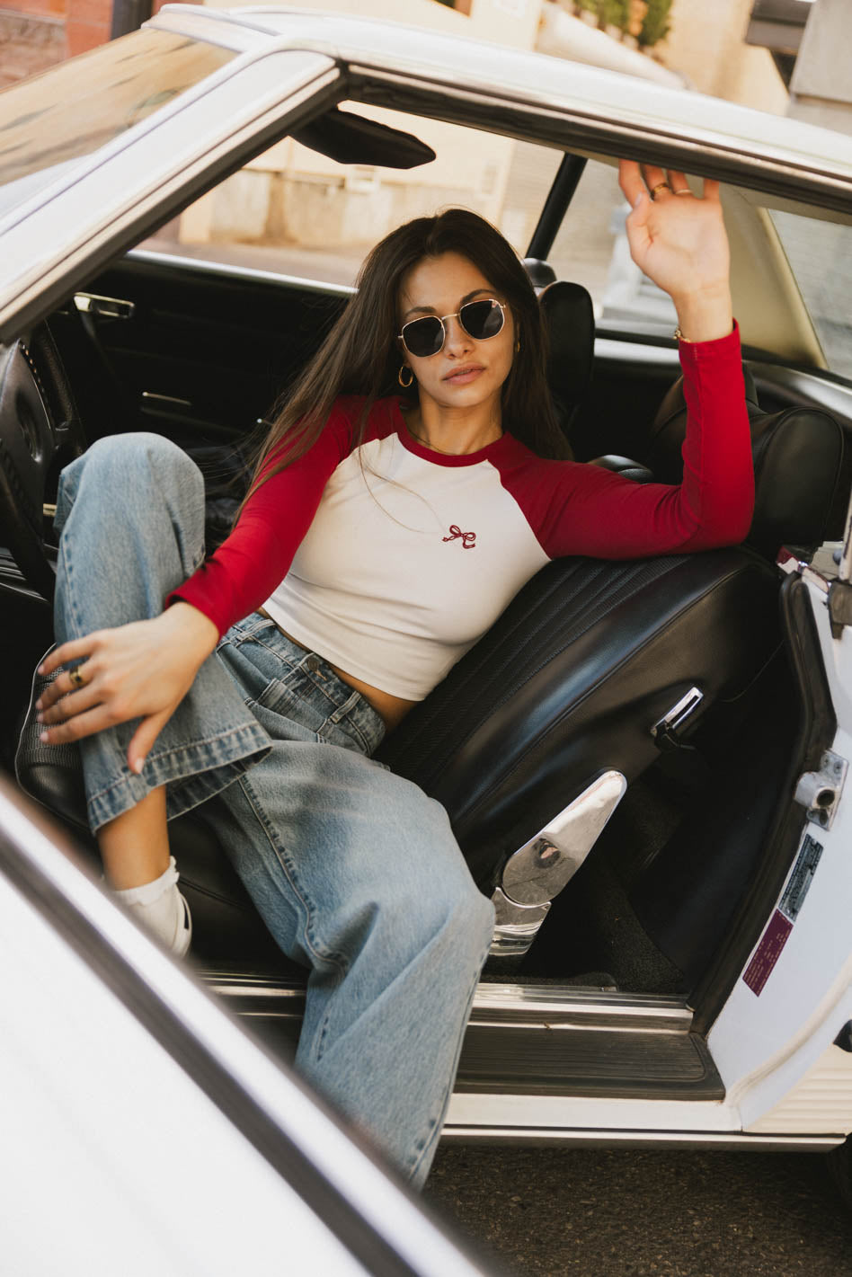 Becca Raglan Tee Women's Short Sleeve T-Shirt in Red | Soft Cotton Blend | Casual & Comfortable Fit | Perfect for Everyday Wear, Weekend Outings & Layering