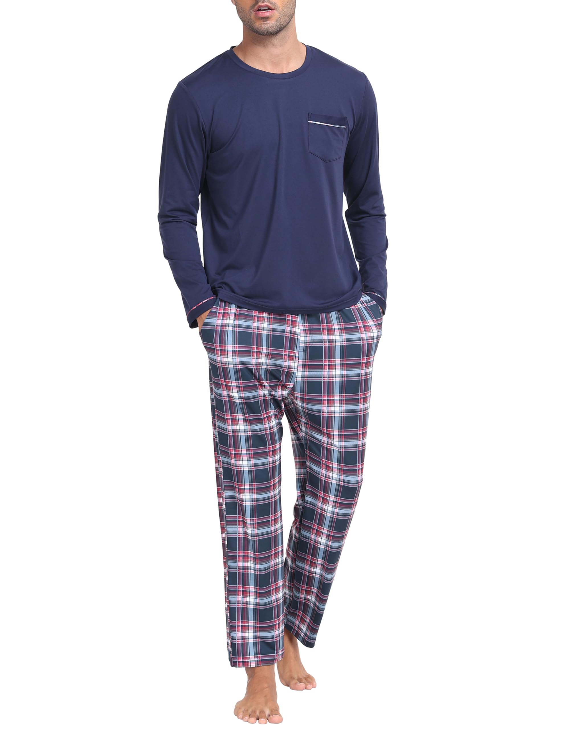 MoFiz Soft & Comfortable 2-Piece Pajama Set for Men & Women - Long Sleeve Sleepwear with Pockets - Cozy Loungewear for Nighttime Relaxation & Weekend Comfort