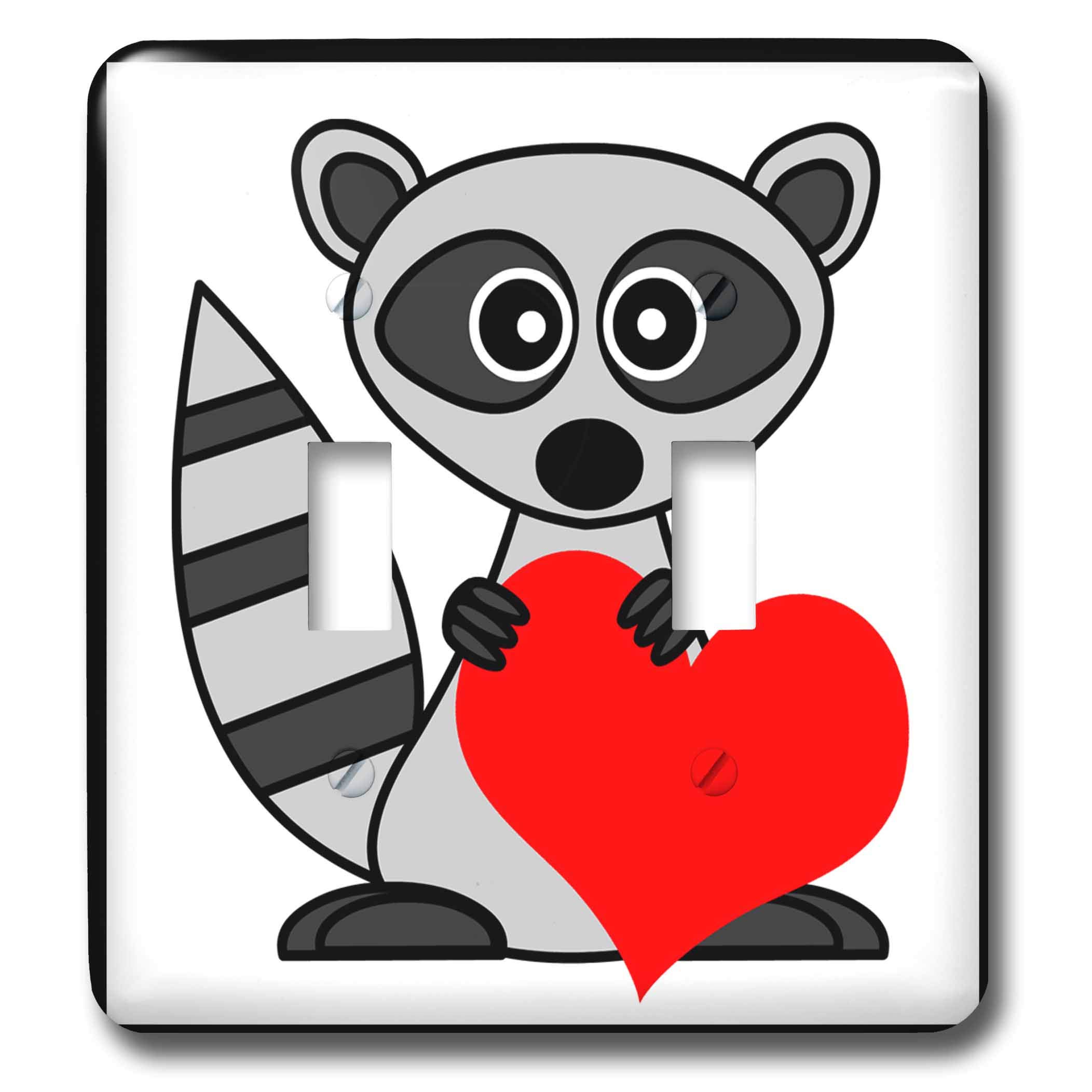 3D Rose Raccoon Has My Heart Double Toggle Switch - Cute Animal Design for Wall Decor, Bedroom, Living Room, Office & Gifts