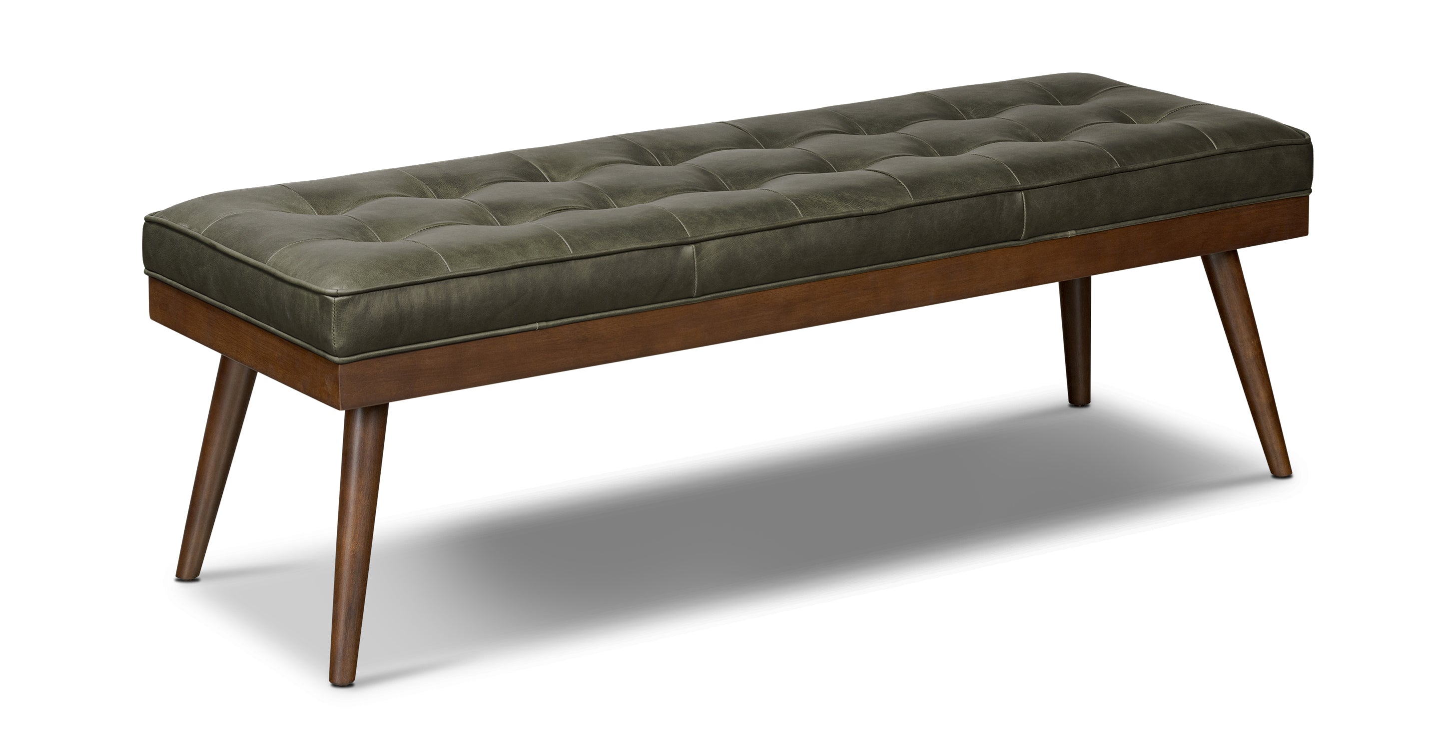 Luca Leather Bench - Modern Upholstered Storage Ottoman with Tufted Design for Living Room, Bedroom, or Entryway - Durable Faux Leather Seat with Sturdy Wooden Legs - Perfect for Extra Seating, Footrest, or Stylish Home Decor