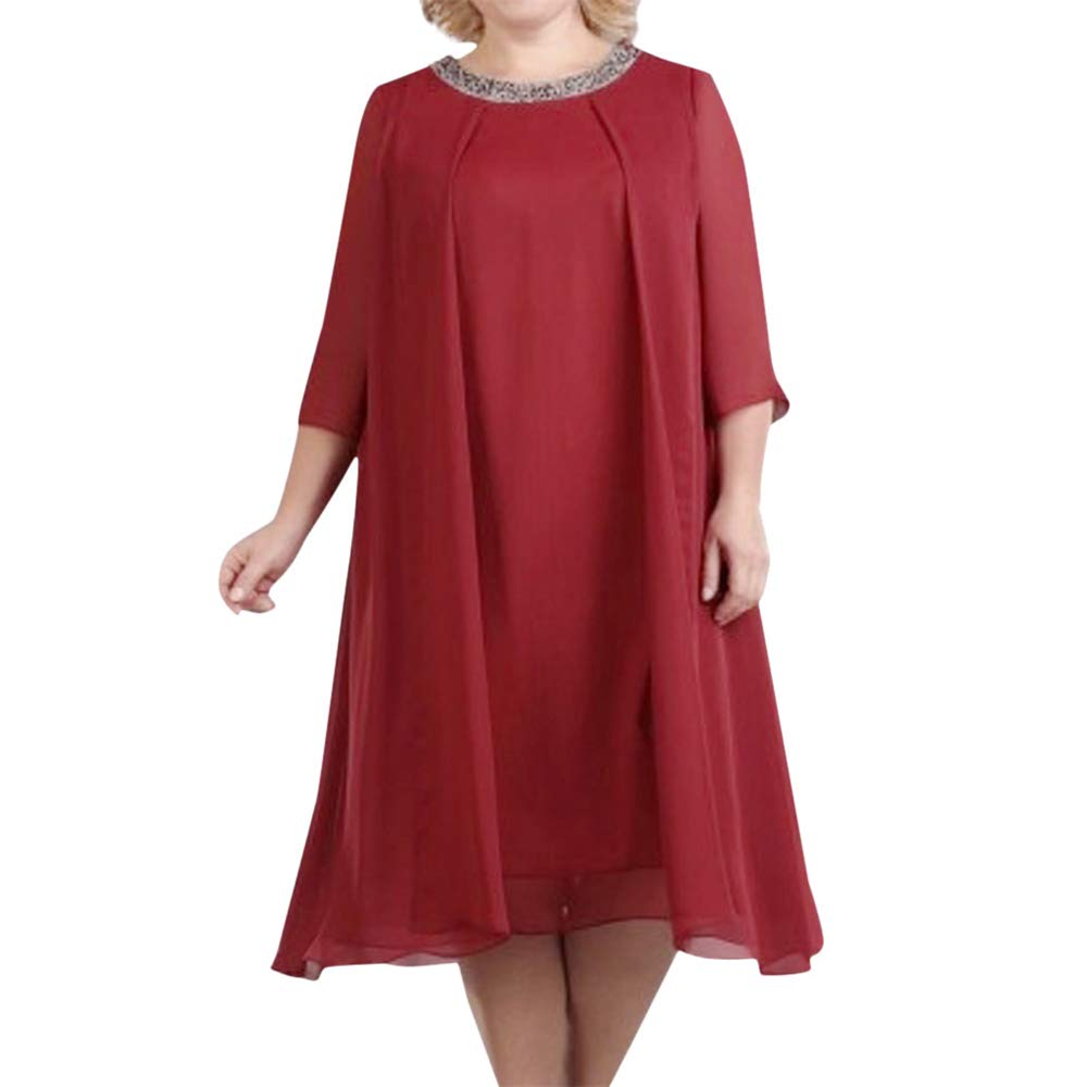 Aniywn Women's Scoop Neck Sequin Plus Size Cocktail Party Midi Dress - Wedding, Bridesmaid & Formal Evening Gown for Special Occasions