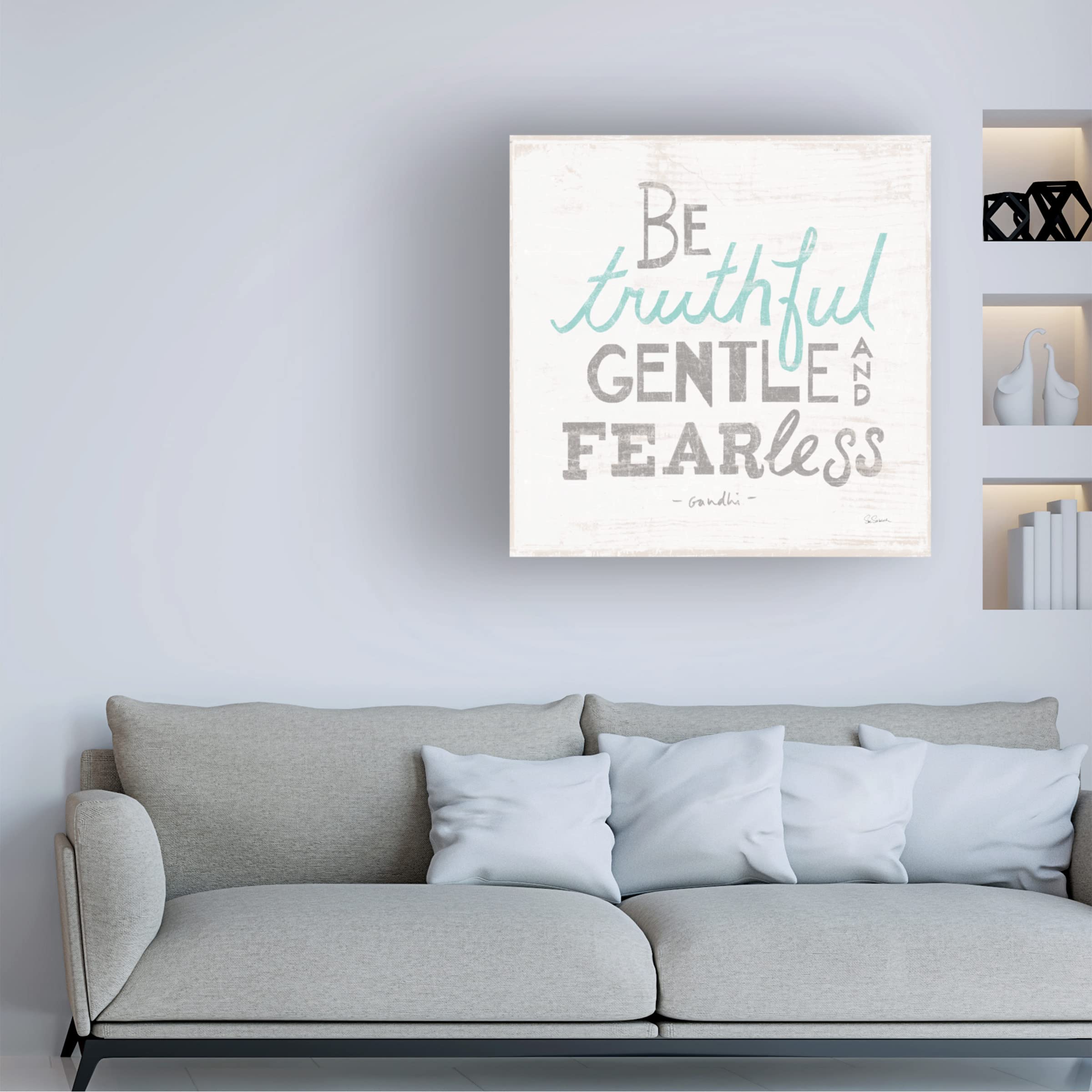Trademark Fine Art 'Be Truthful Gray' Canvas Wall Art by Sue Schlabach - Modern Abstract Painting for Living Room, Bedroom & Office Decor