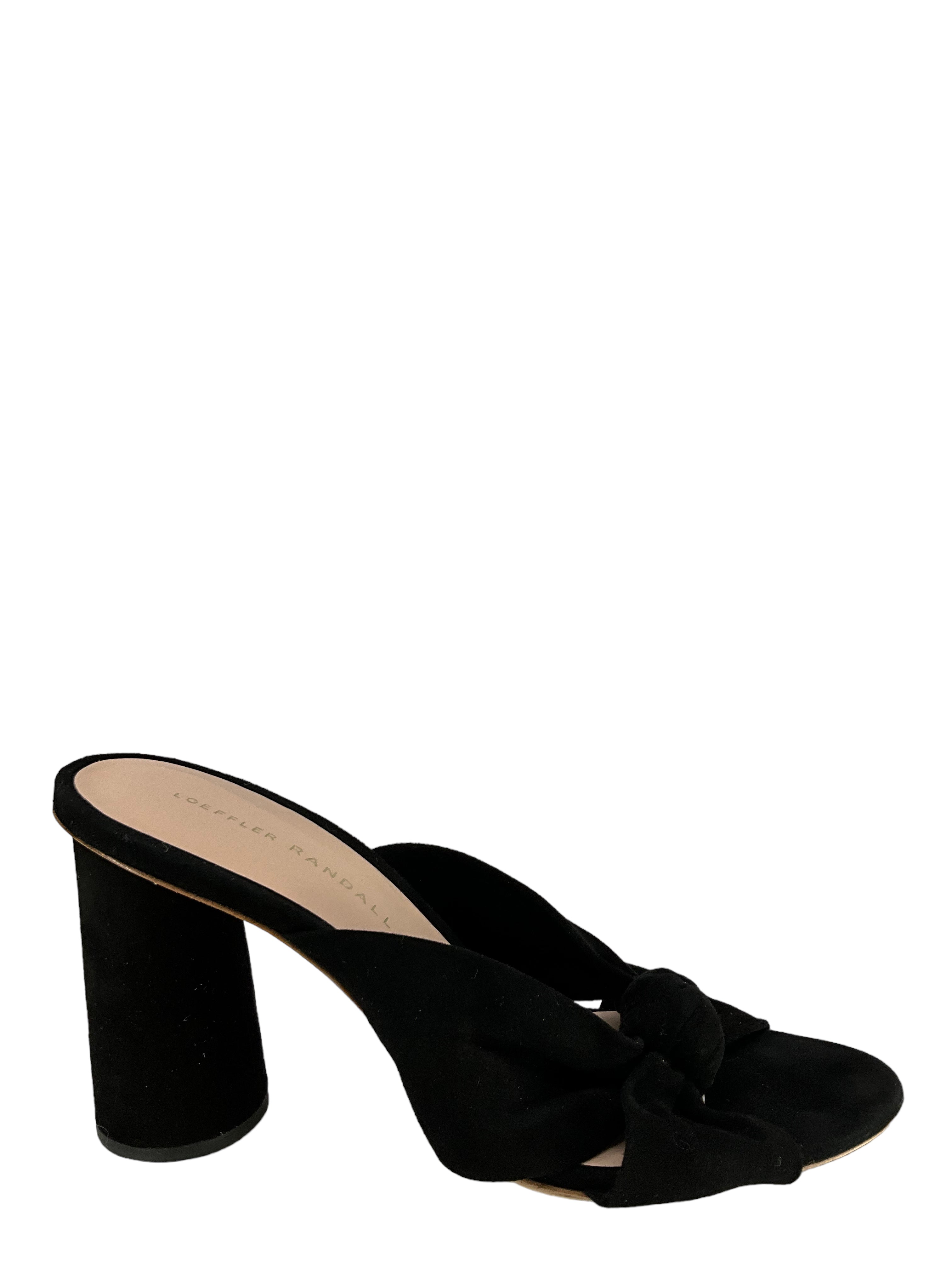 Loeffler Randall Black Suede Bow Sandals Women's Size 7.5 | Elegant Summer Wedding & Party Shoes for Women