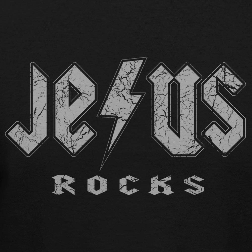 Jesus Rocks Logo Graphic T-Shirt for Men & Women - Christian Faith Apparel for Church, Bible Study & Everyday Wear