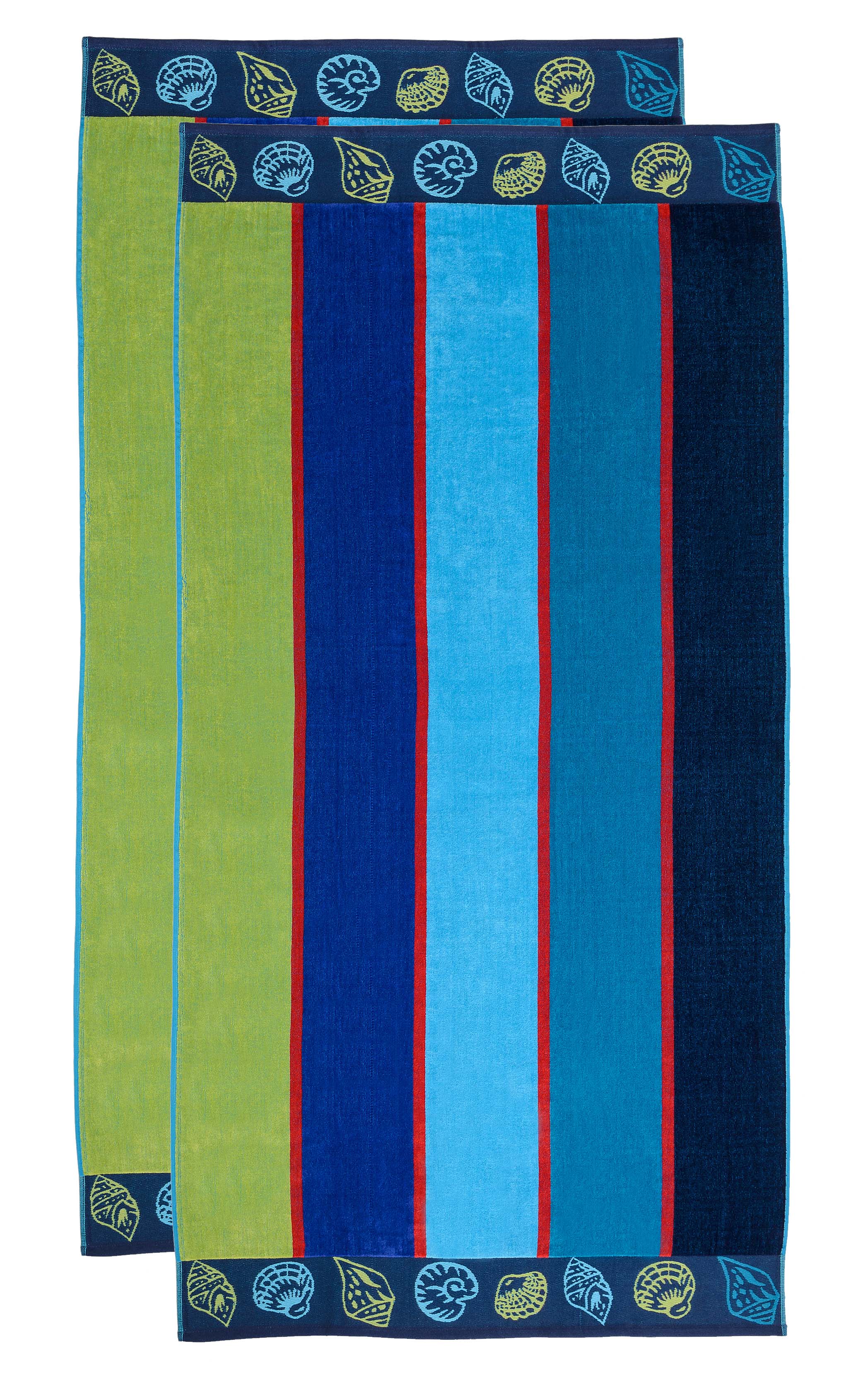 Premium Oversized 2-Piece Cotton Beach Towel Set with Sea Shell Design - Soft, Absorbent & Quick-Drying for Pool, Beach, Vacation & Outdoor Use